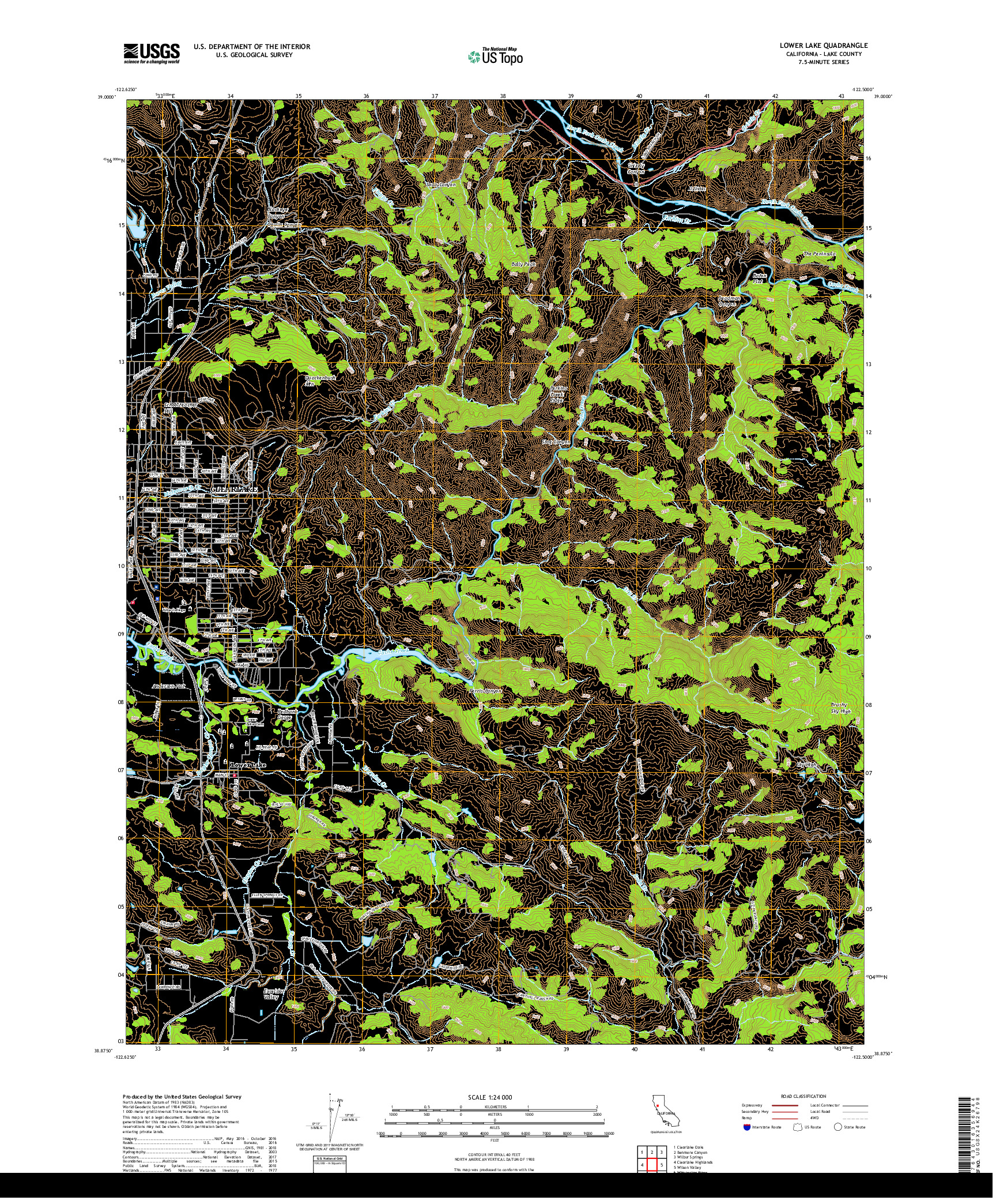 USGS US TOPO 7.5-MINUTE MAP FOR LOWER LAKE, CA 2018