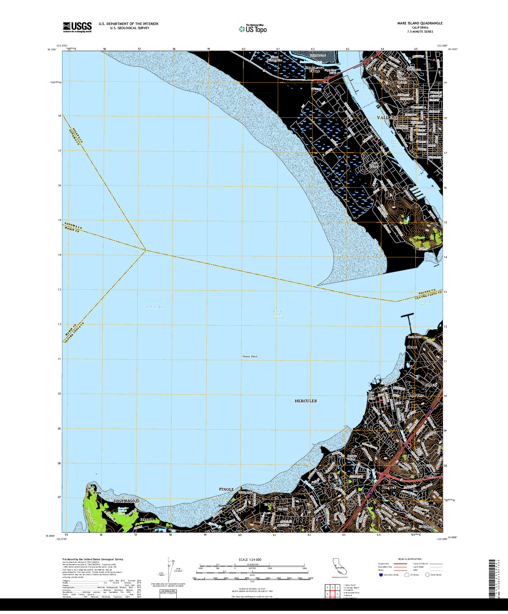 USGS US TOPO 7.5-MINUTE MAP FOR MARE ISLAND, CA 2018