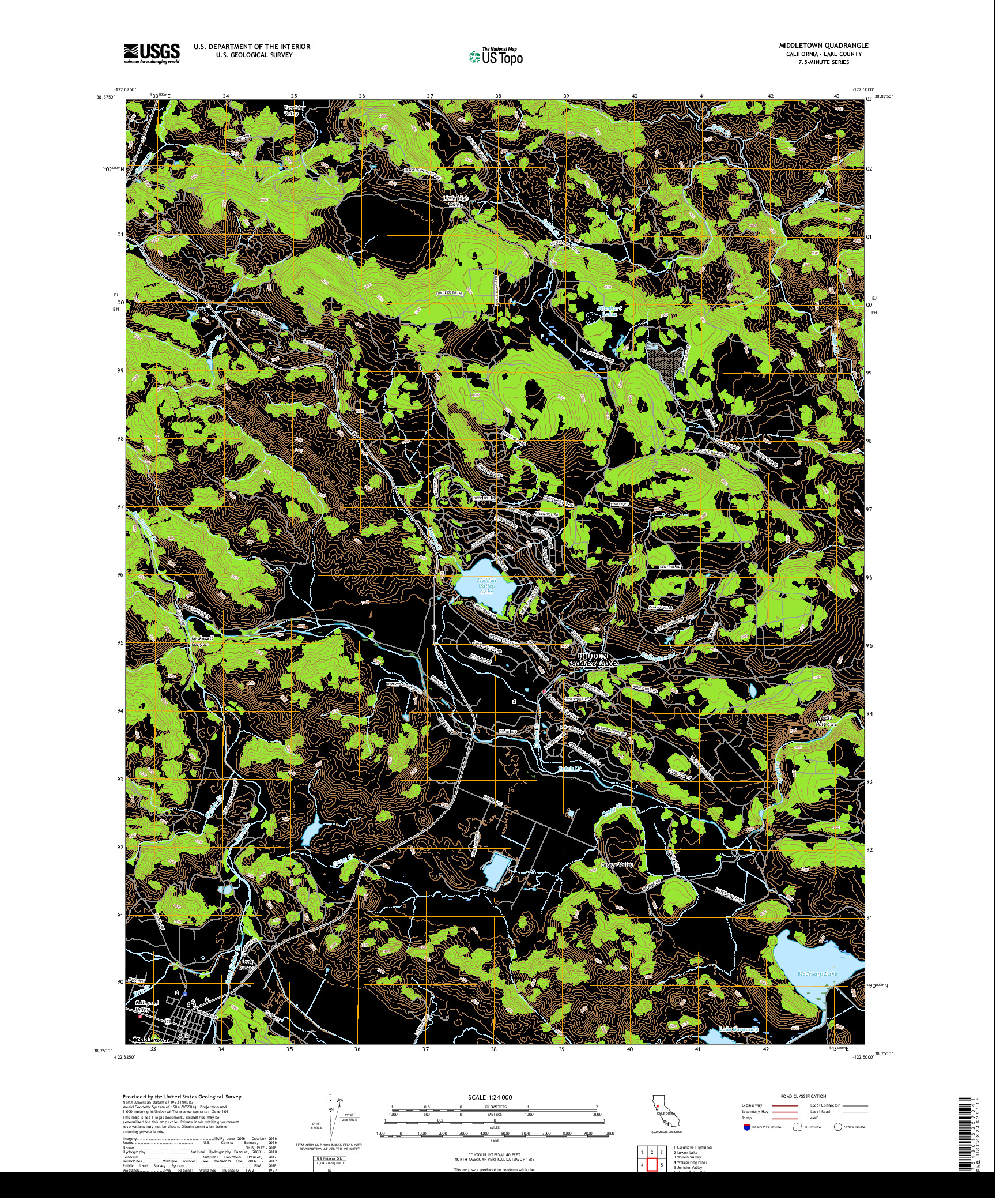 USGS US TOPO 7.5-MINUTE MAP FOR MIDDLETOWN, CA 2018