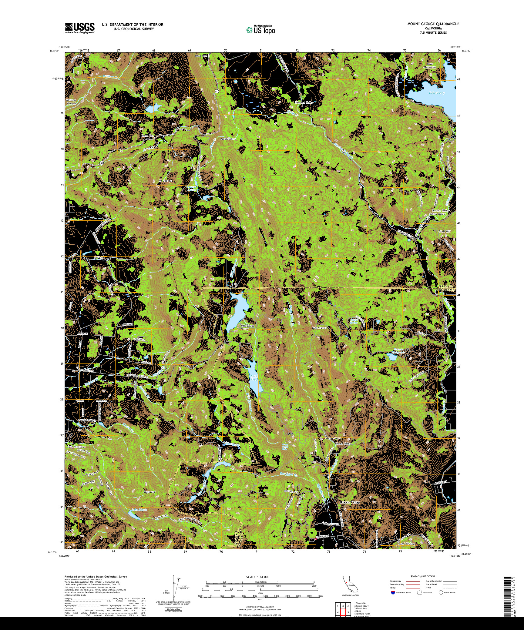 USGS US TOPO 7.5-MINUTE MAP FOR MOUNT GEORGE, CA 2018