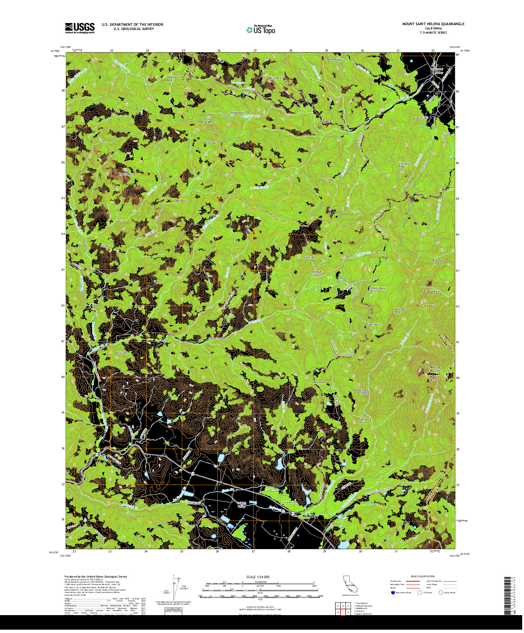 USGS US TOPO 7.5-MINUTE MAP FOR MOUNT SAINT HELENA, CA 2018