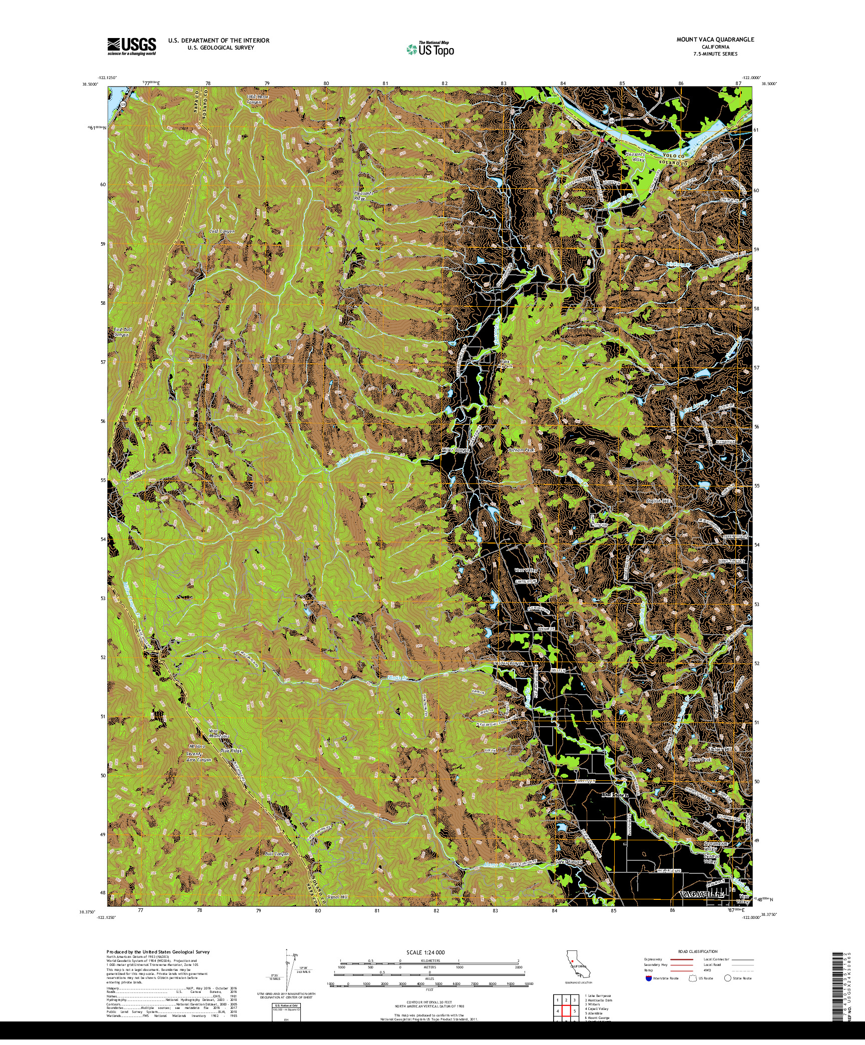 USGS US TOPO 7.5-MINUTE MAP FOR MOUNT VACA, CA 2018