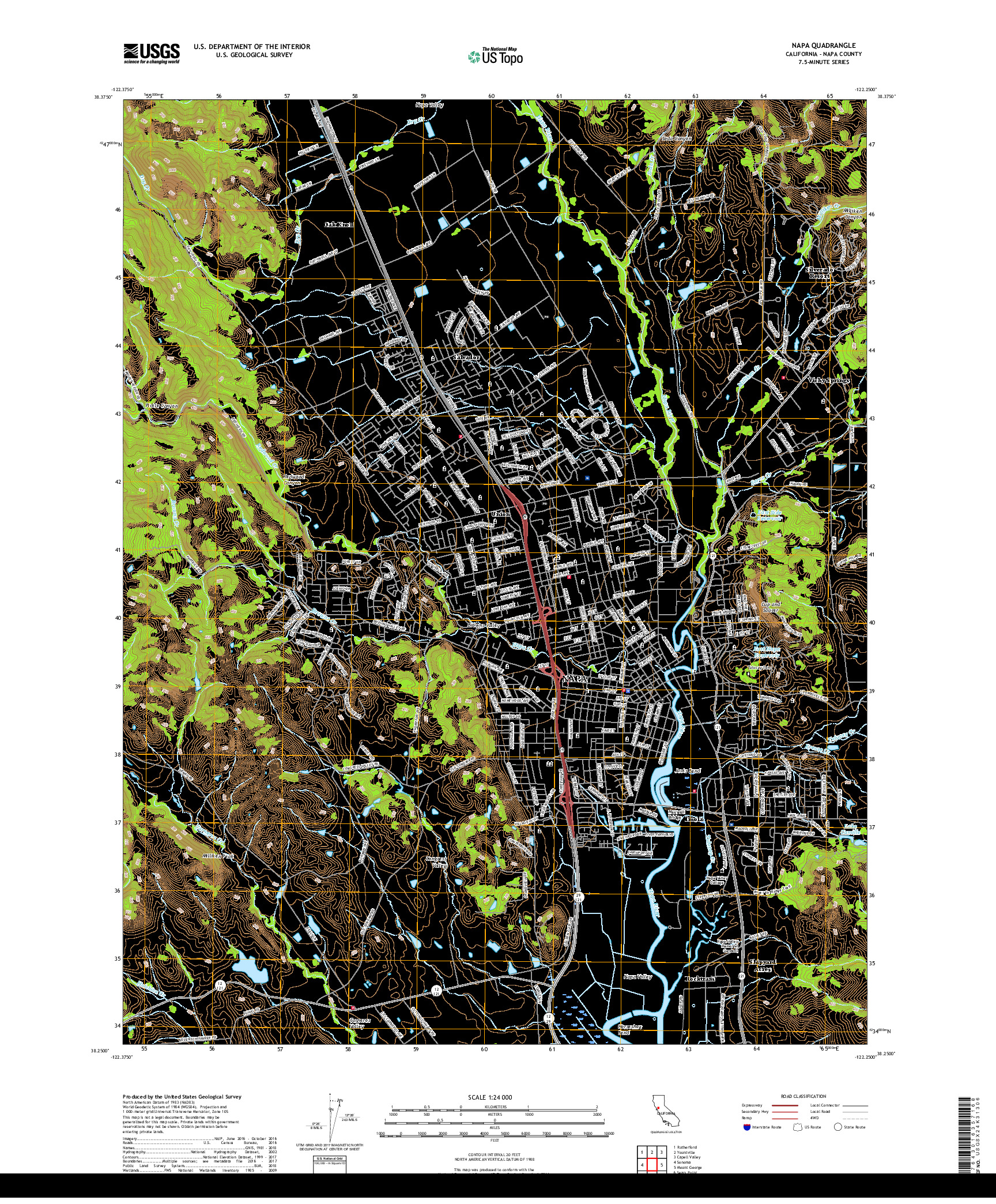 USGS US TOPO 7.5-MINUTE MAP FOR NAPA, CA 2018