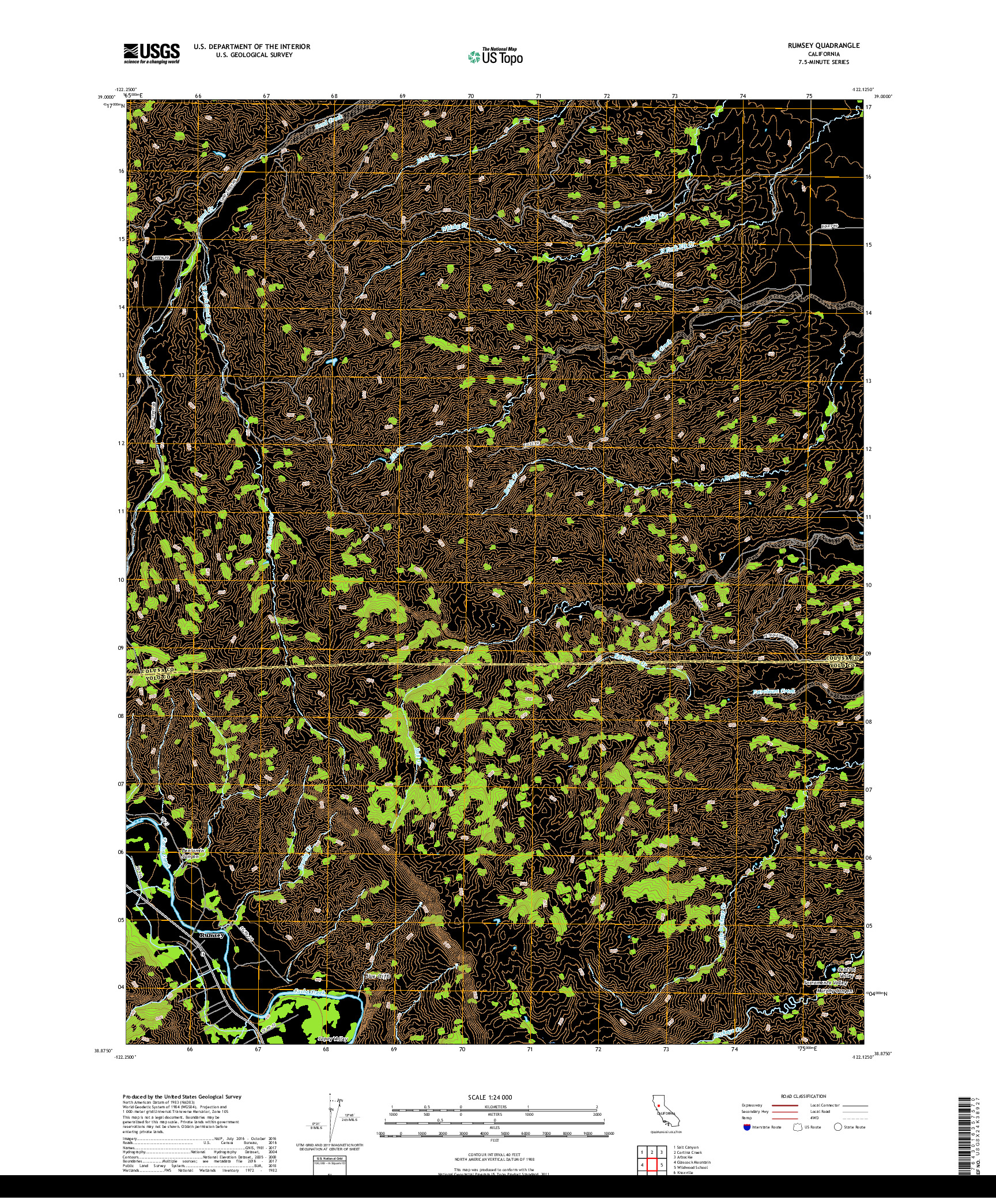 USGS US TOPO 7.5-MINUTE MAP FOR RUMSEY, CA 2018