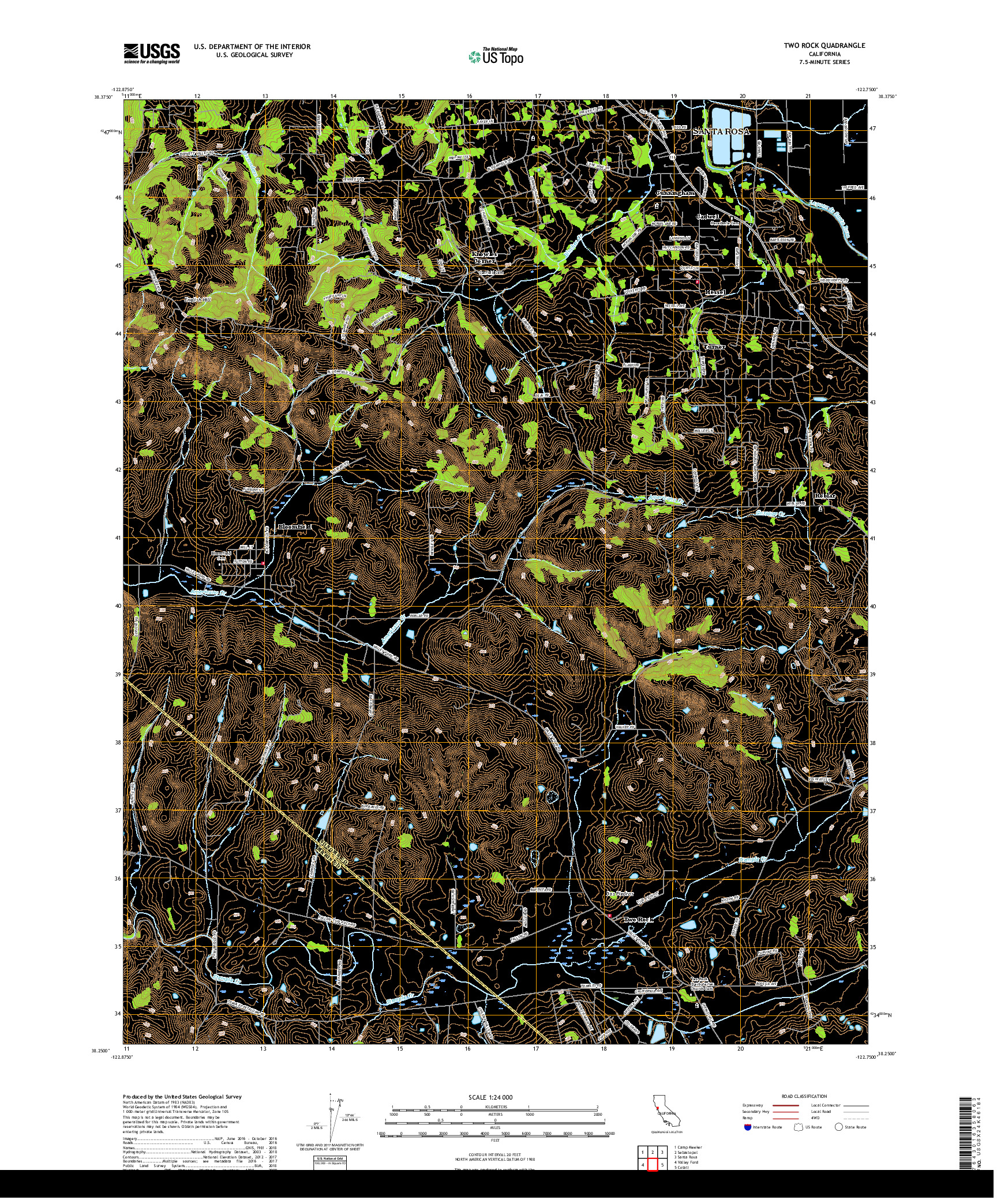 USGS US TOPO 7.5-MINUTE MAP FOR TWO ROCK, CA 2018