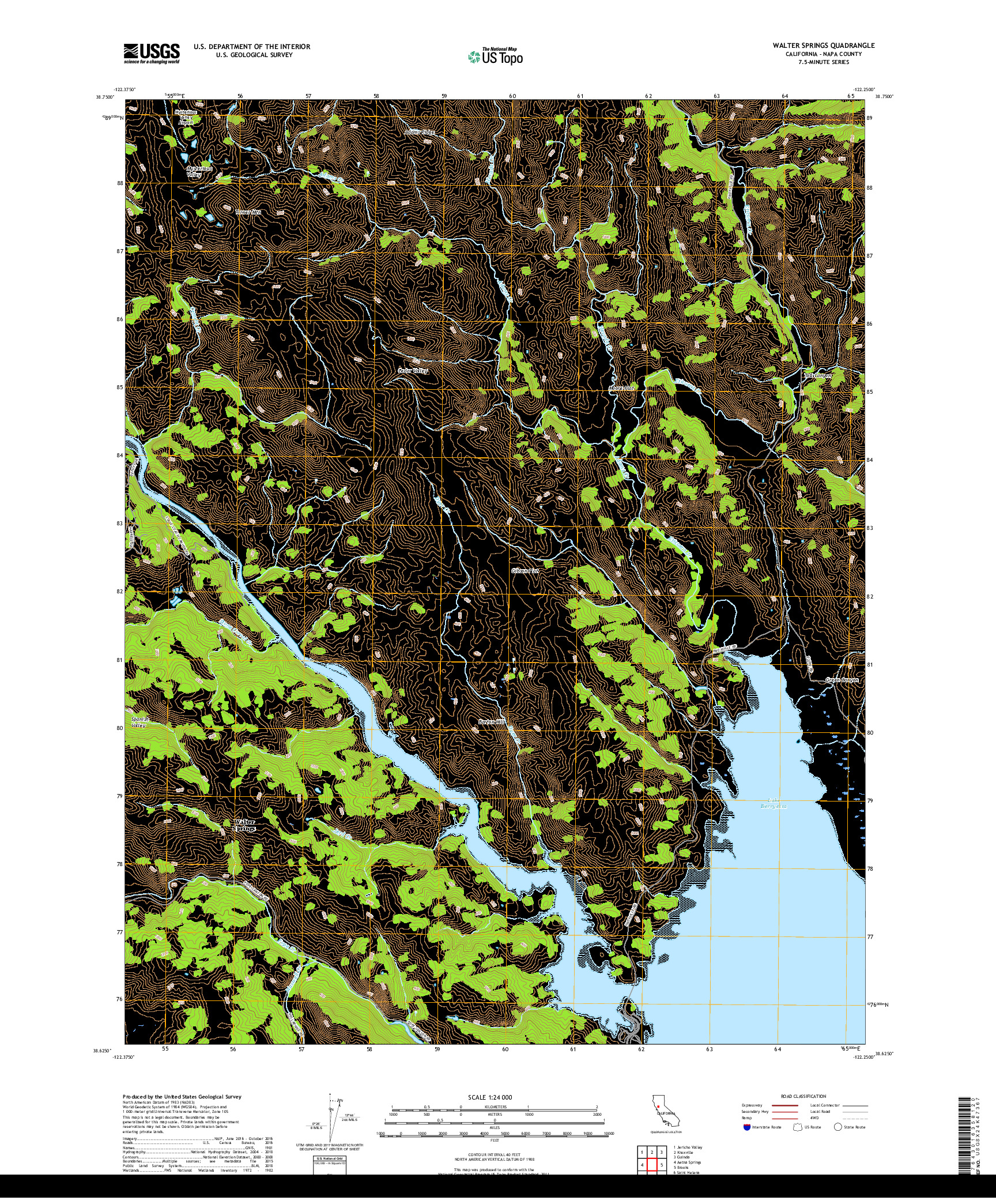 USGS US TOPO 7.5-MINUTE MAP FOR WALTER SPRINGS, CA 2018