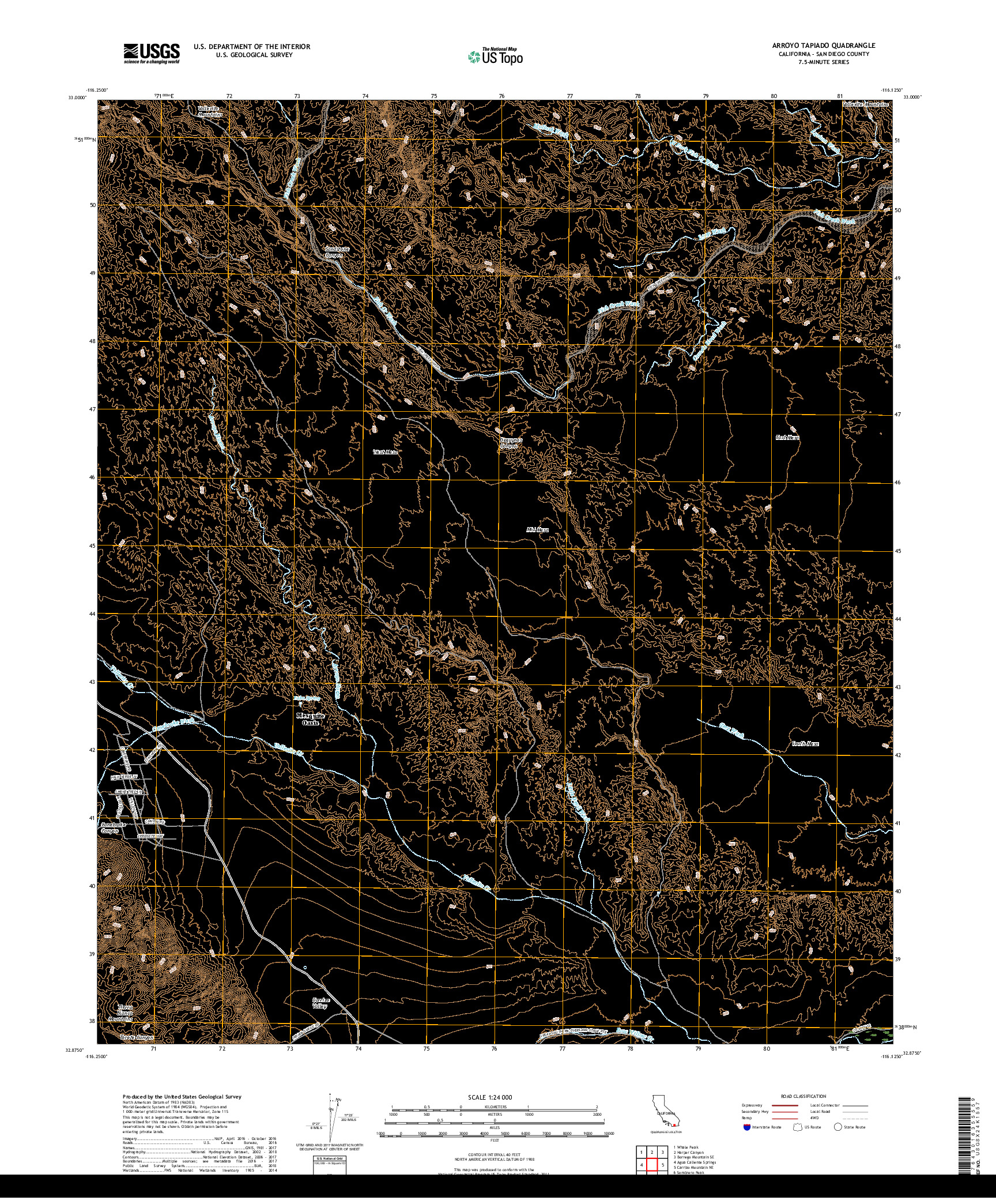 USGS US TOPO 7.5-MINUTE MAP FOR ARROYO TAPIADO, CA 2018