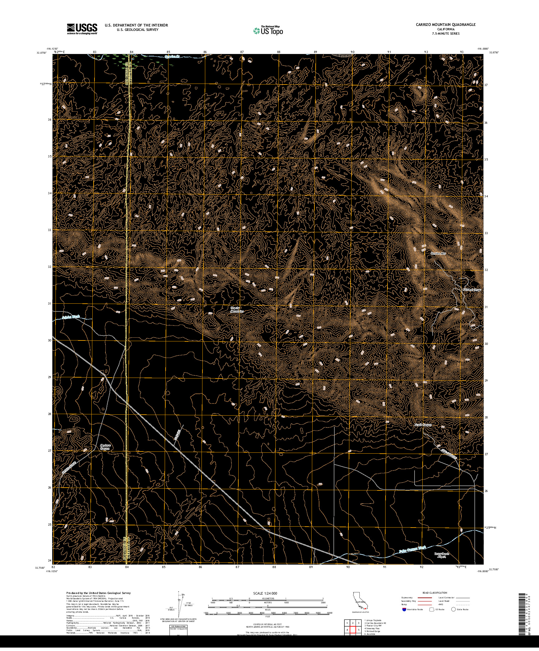 USGS US TOPO 7.5-MINUTE MAP FOR CARRIZO MOUNTAIN, CA 2018