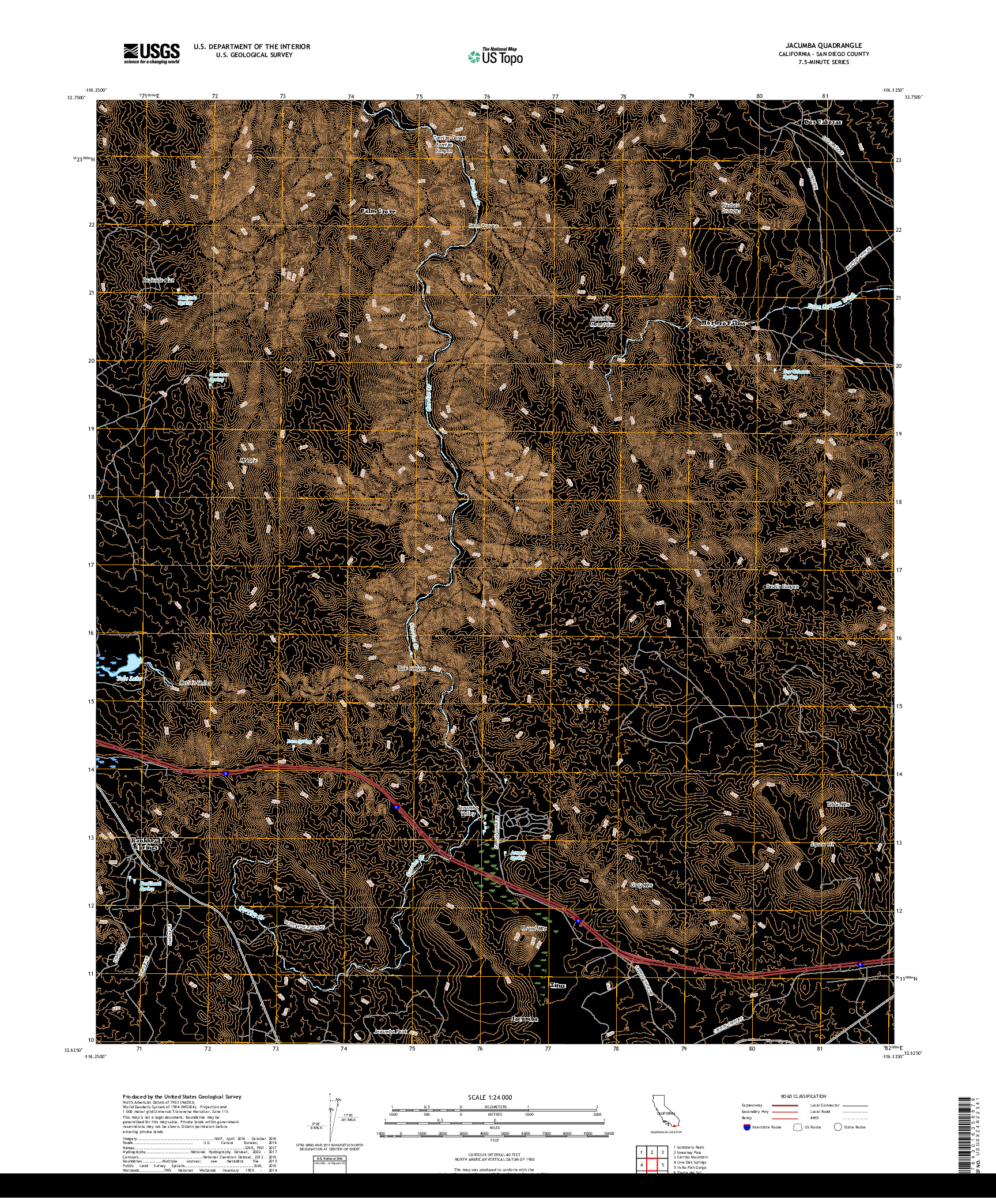 USGS US TOPO 7.5-MINUTE MAP FOR JACUMBA, CA 2018