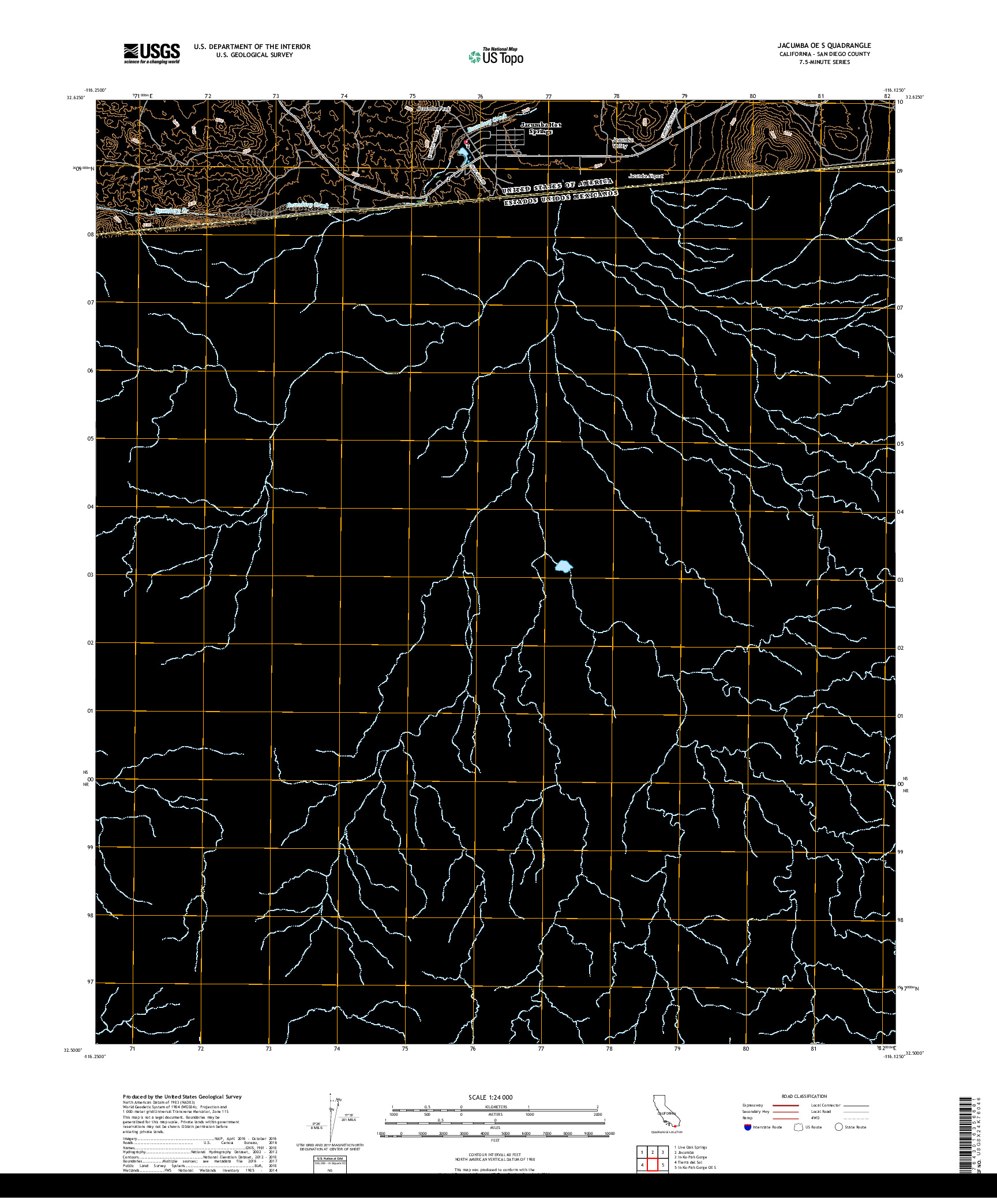 USGS US TOPO 7.5-MINUTE MAP FOR JACUMBA OE S, CA,BCN 2018