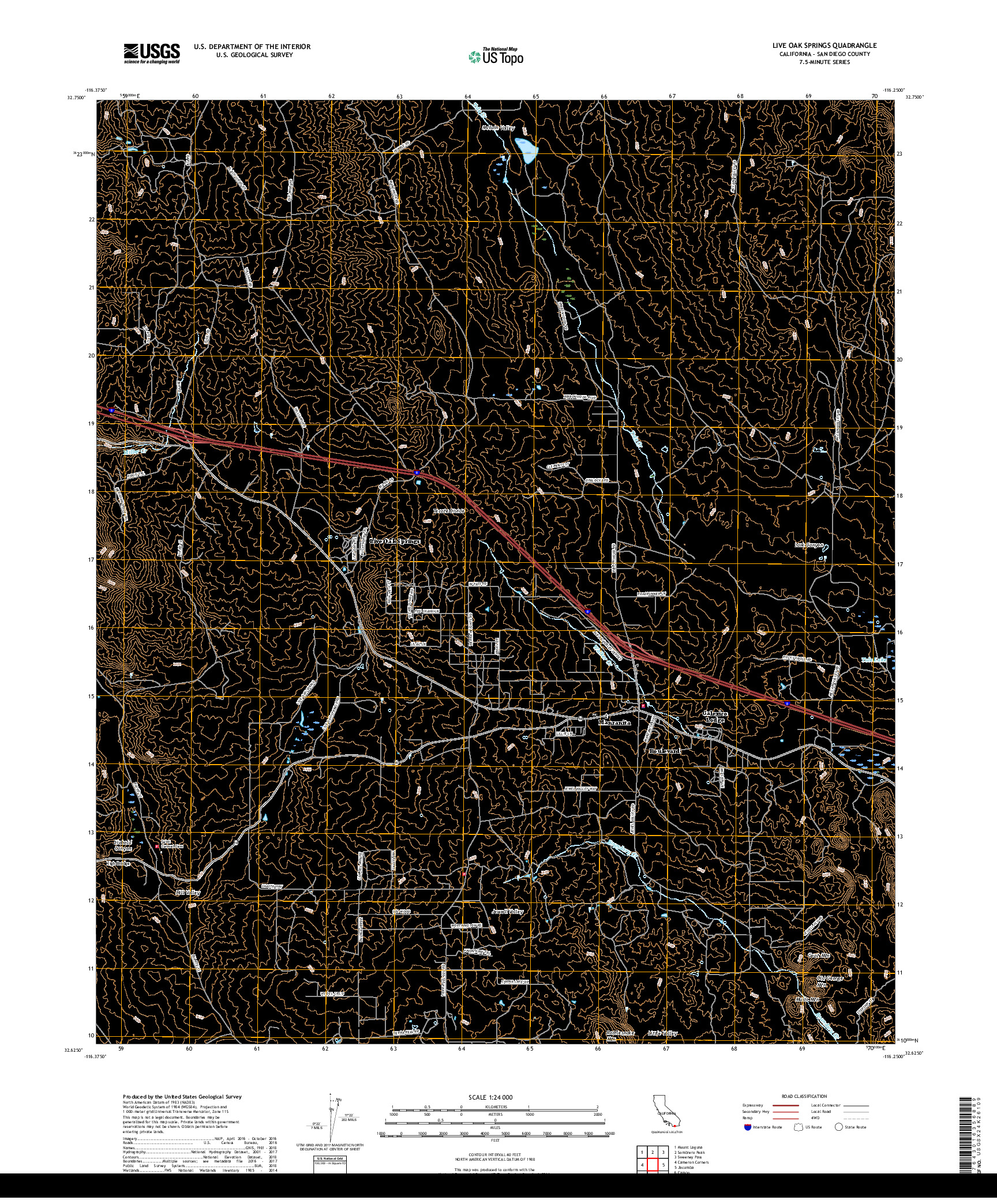 USGS US TOPO 7.5-MINUTE MAP FOR LIVE OAK SPRINGS, CA 2018