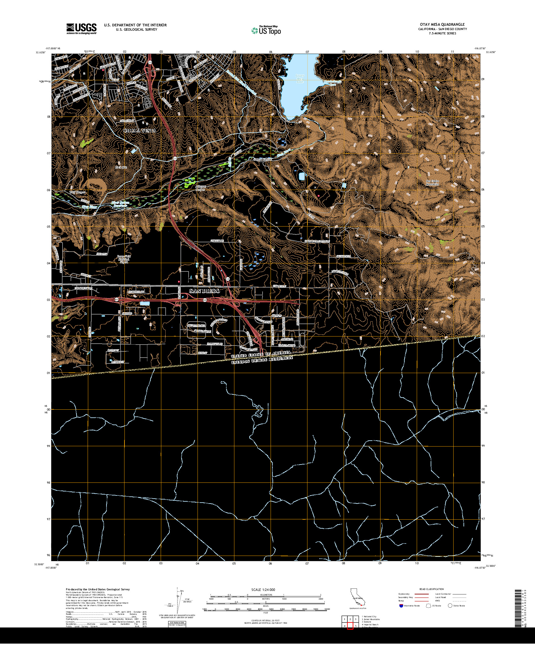 USGS US TOPO 7.5-MINUTE MAP FOR OTAY MESA, CA,BCN 2018