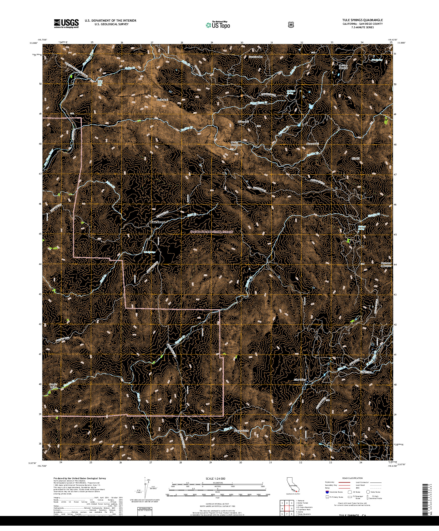 USGS US TOPO 7.5-MINUTE MAP FOR TULE SPRINGS, CA 2018