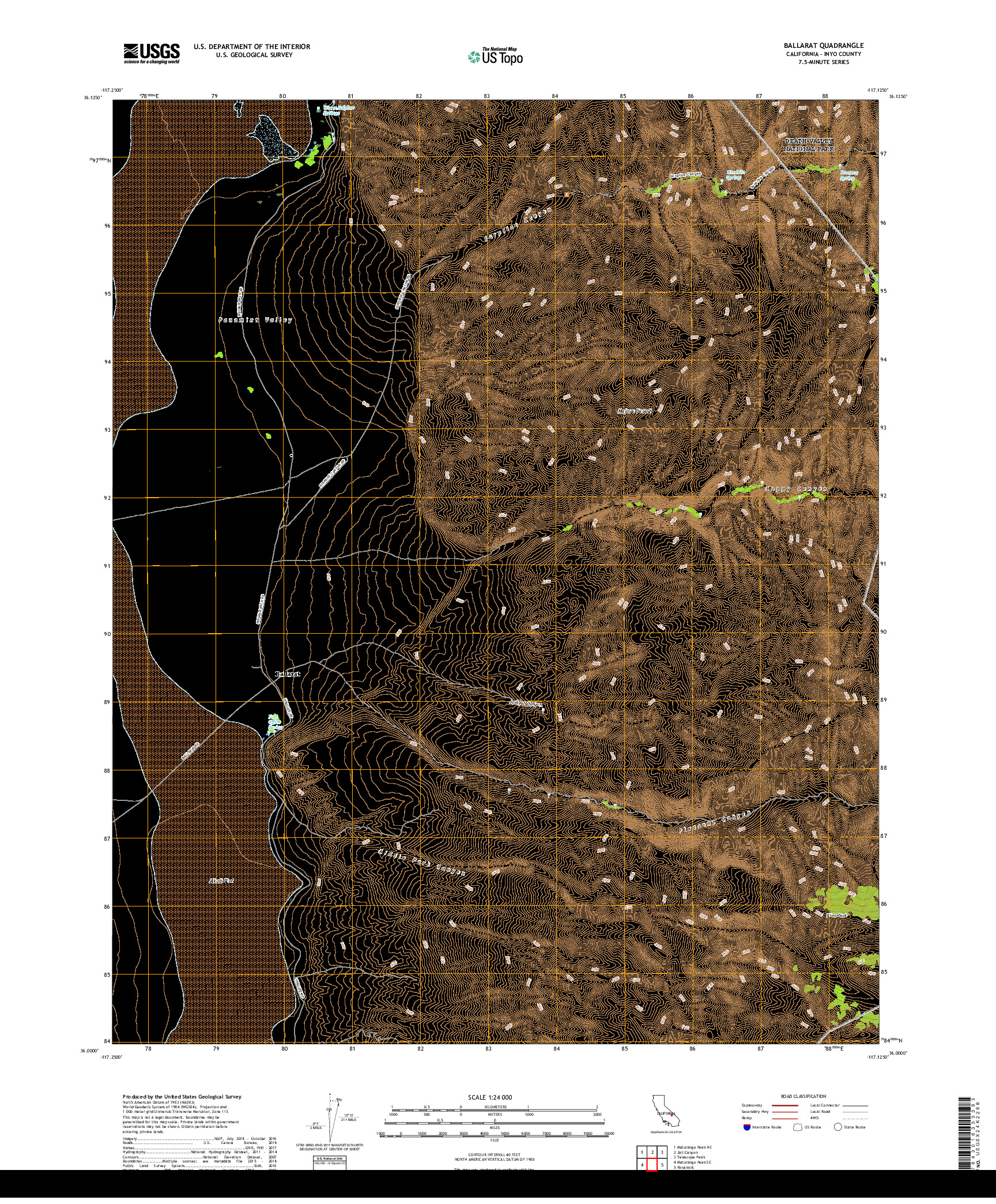 USGS US TOPO 7.5-MINUTE MAP FOR BALLARAT, CA 2018