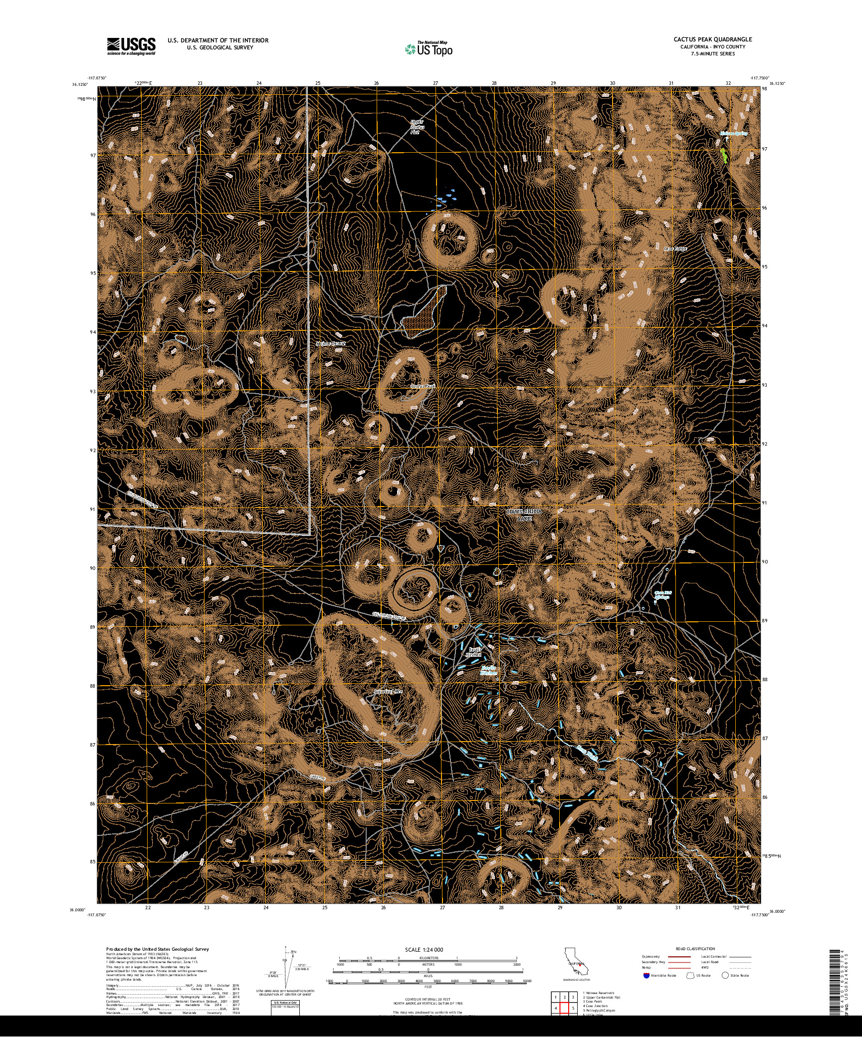 USGS US TOPO 7.5-MINUTE MAP FOR CACTUS PEAK, CA 2018