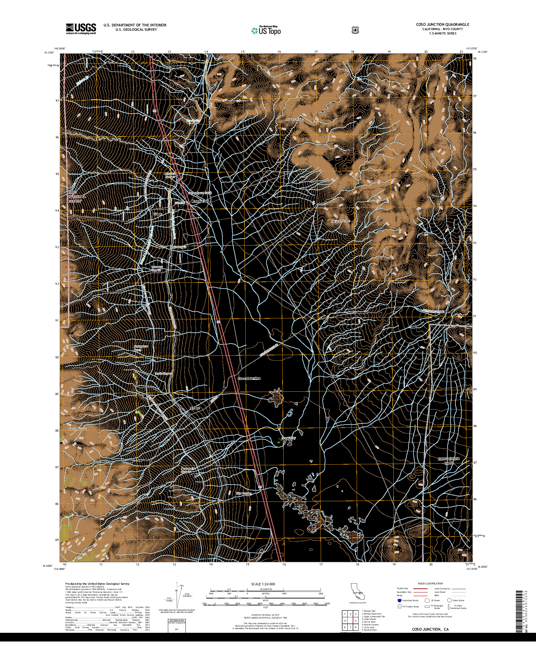 USGS US TOPO 7.5-MINUTE MAP FOR COSO JUNCTION, CA 2018