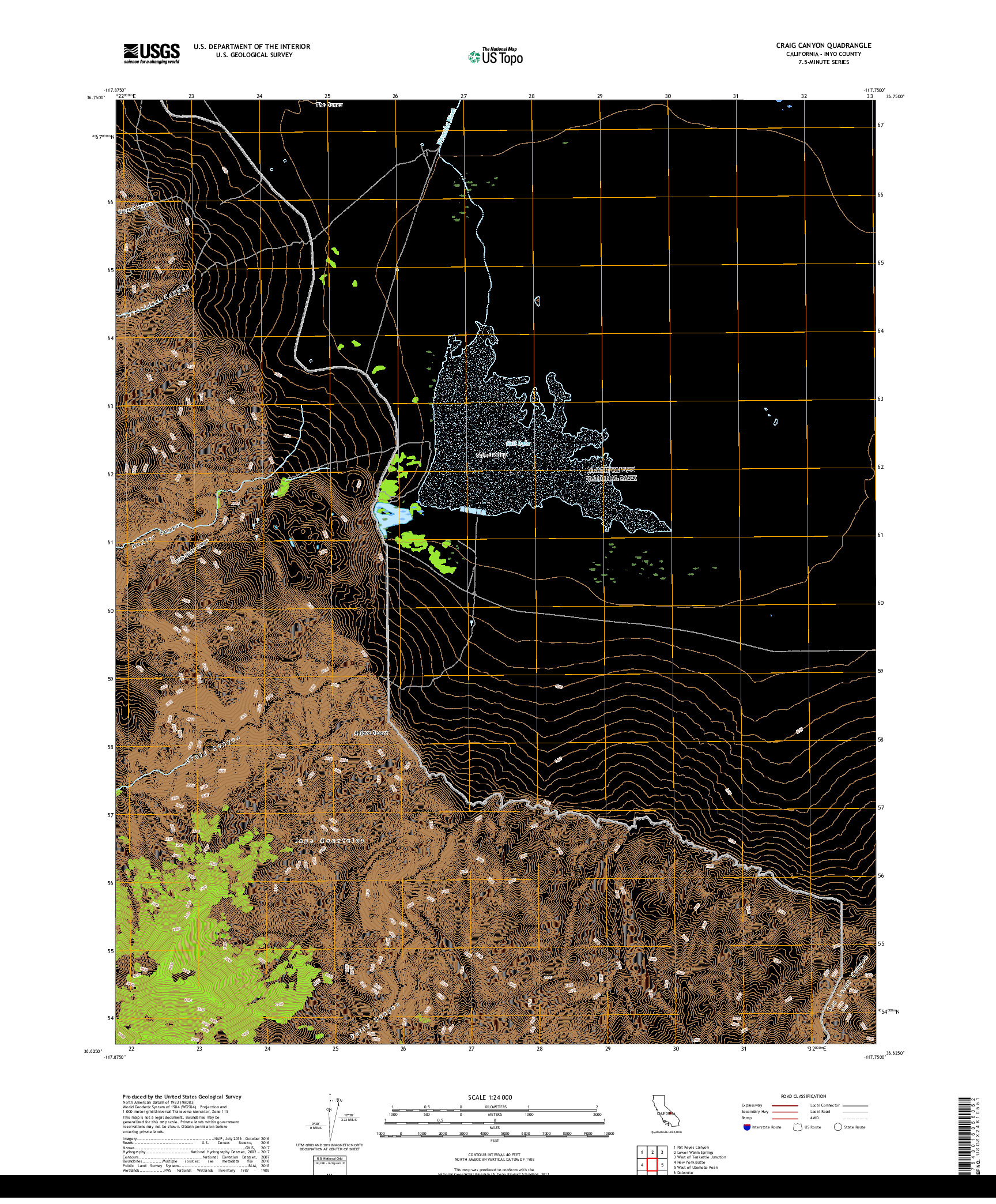 USGS US TOPO 7.5-MINUTE MAP FOR CRAIG CANYON, CA 2018