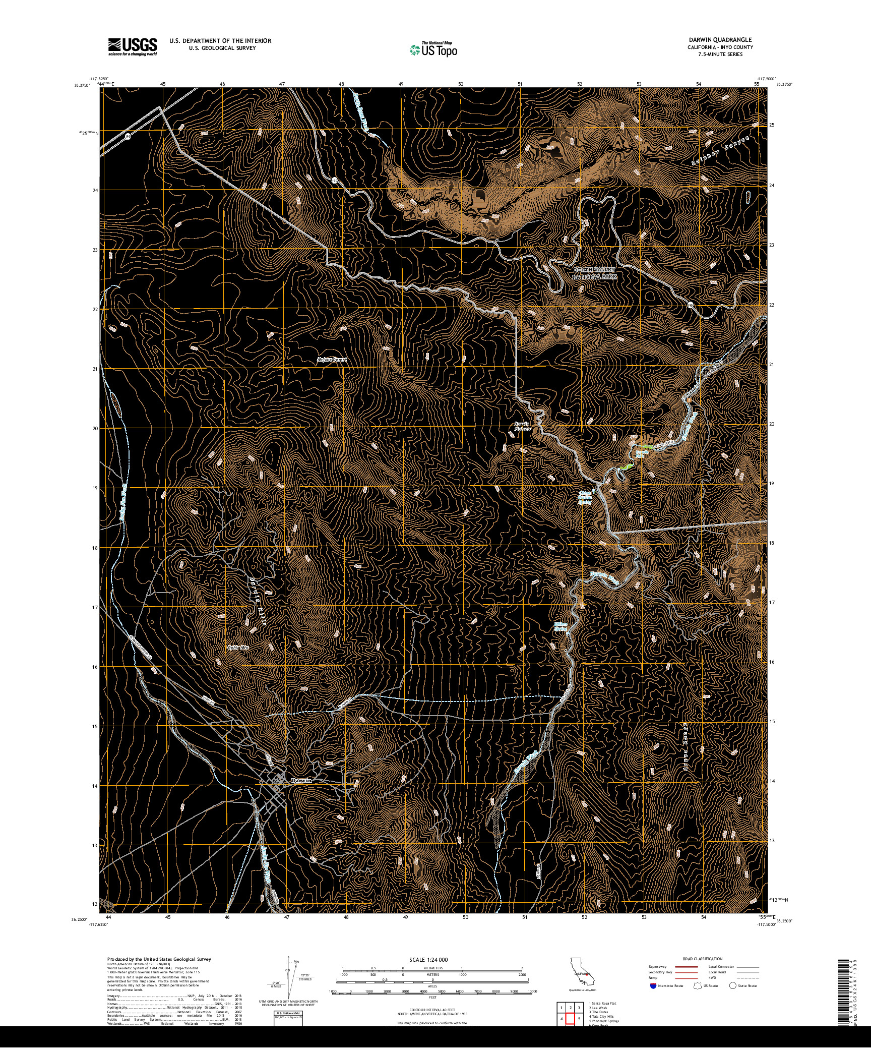 USGS US TOPO 7.5-MINUTE MAP FOR DARWIN, CA 2018