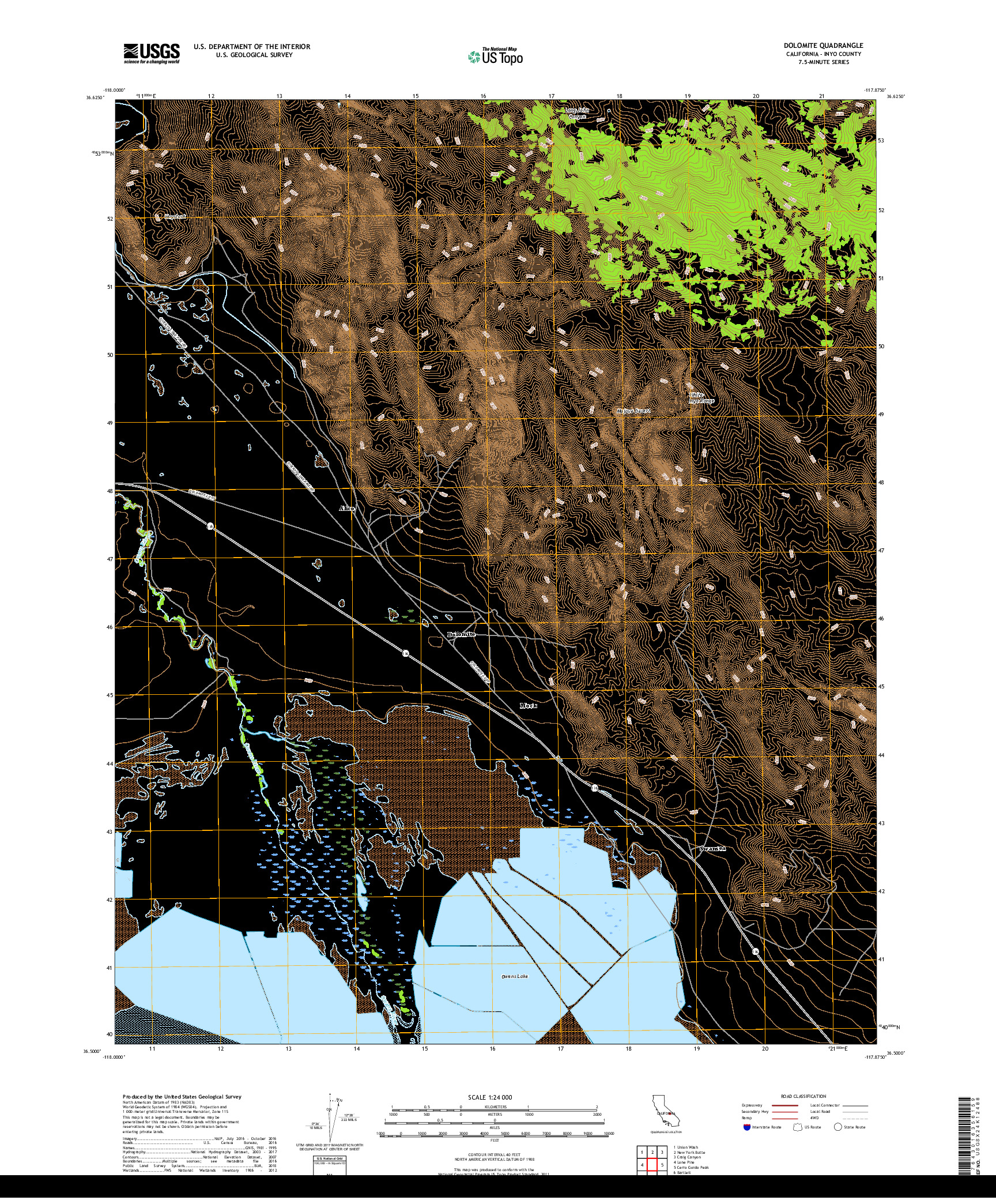 USGS US TOPO 7.5-MINUTE MAP FOR DOLOMITE, CA 2018
