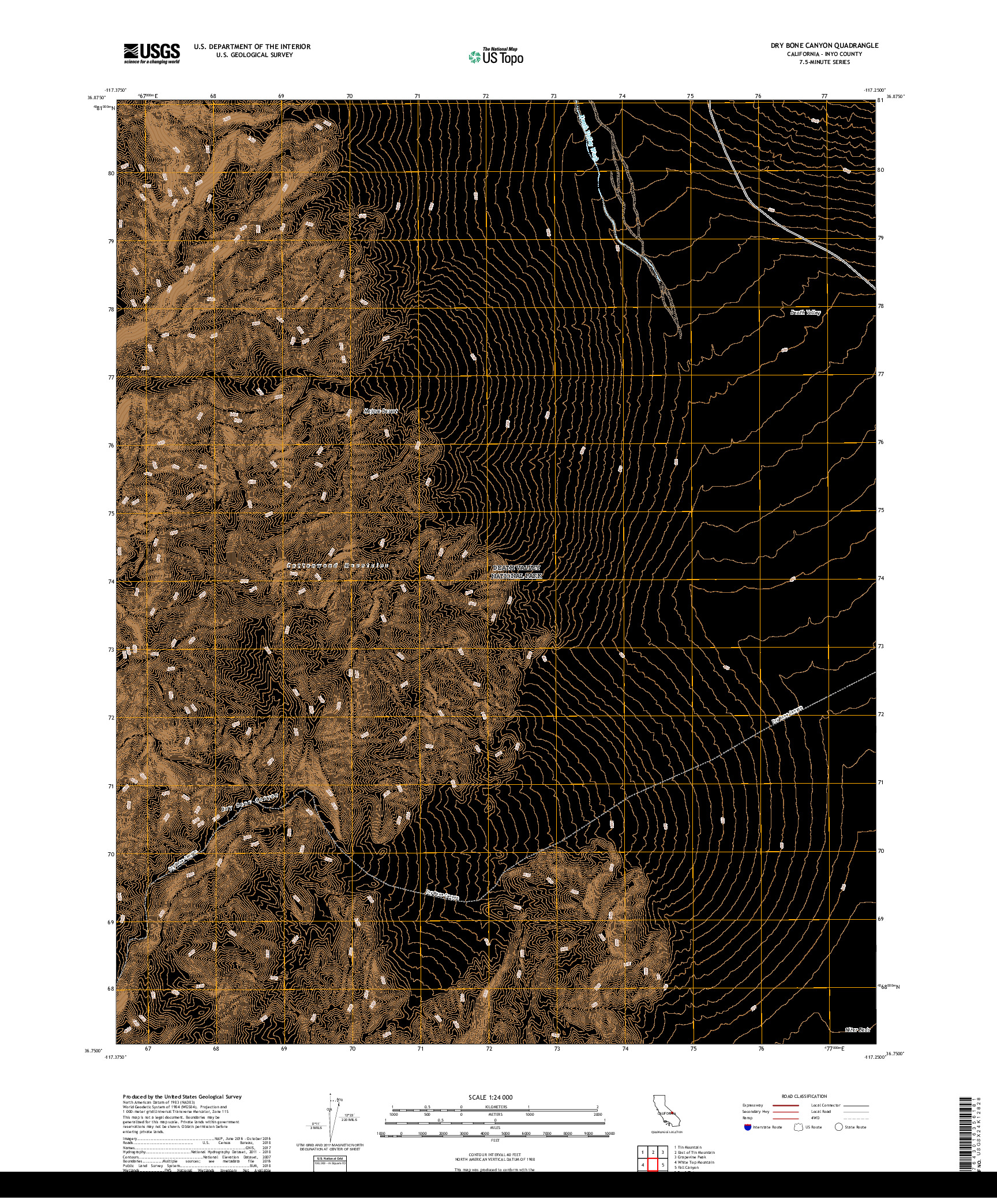 USGS US TOPO 7.5-MINUTE MAP FOR DRY BONE CANYON, CA 2018