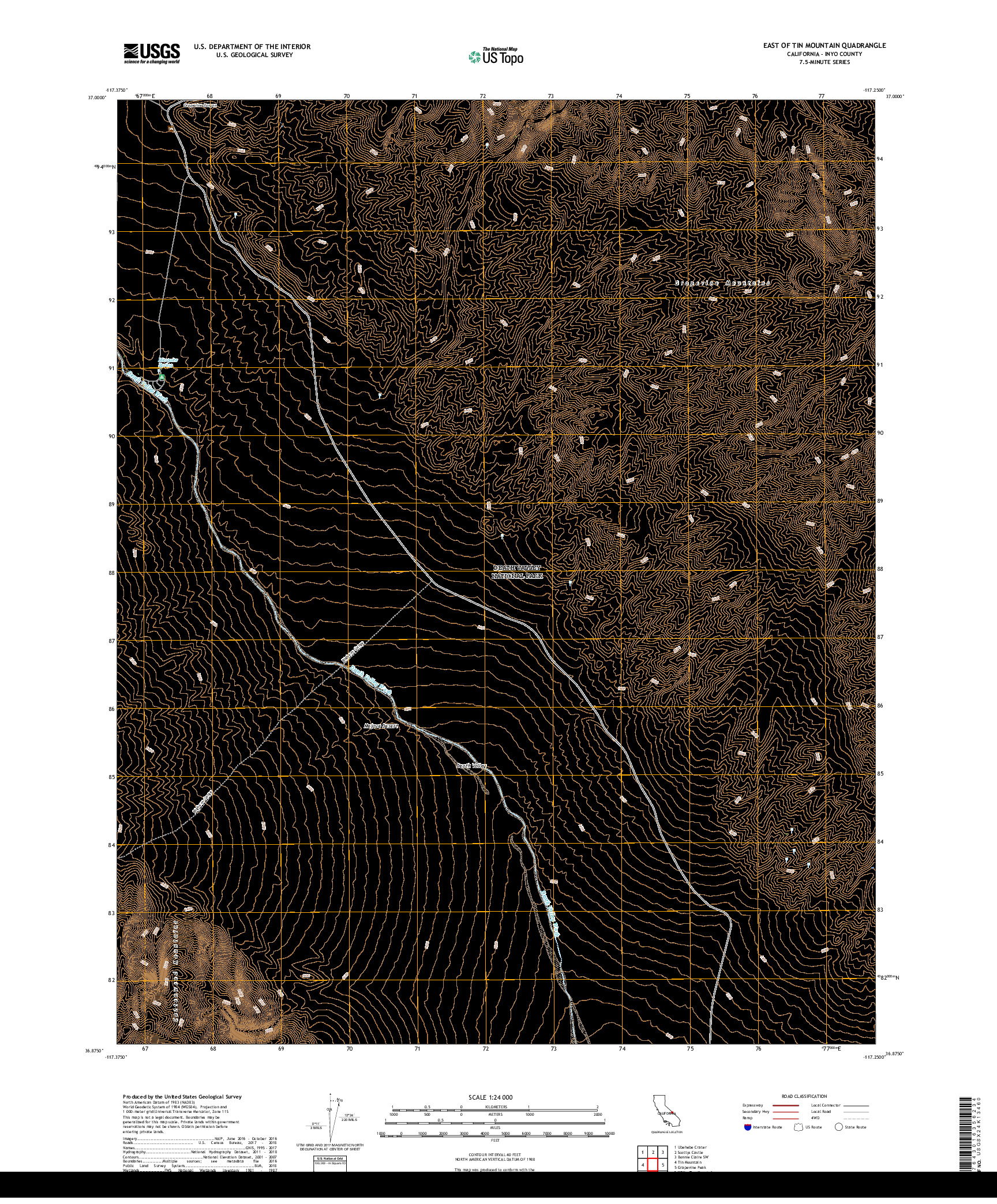 USGS US TOPO 7.5-MINUTE MAP FOR EAST OF TIN MOUNTAIN, CA 2018