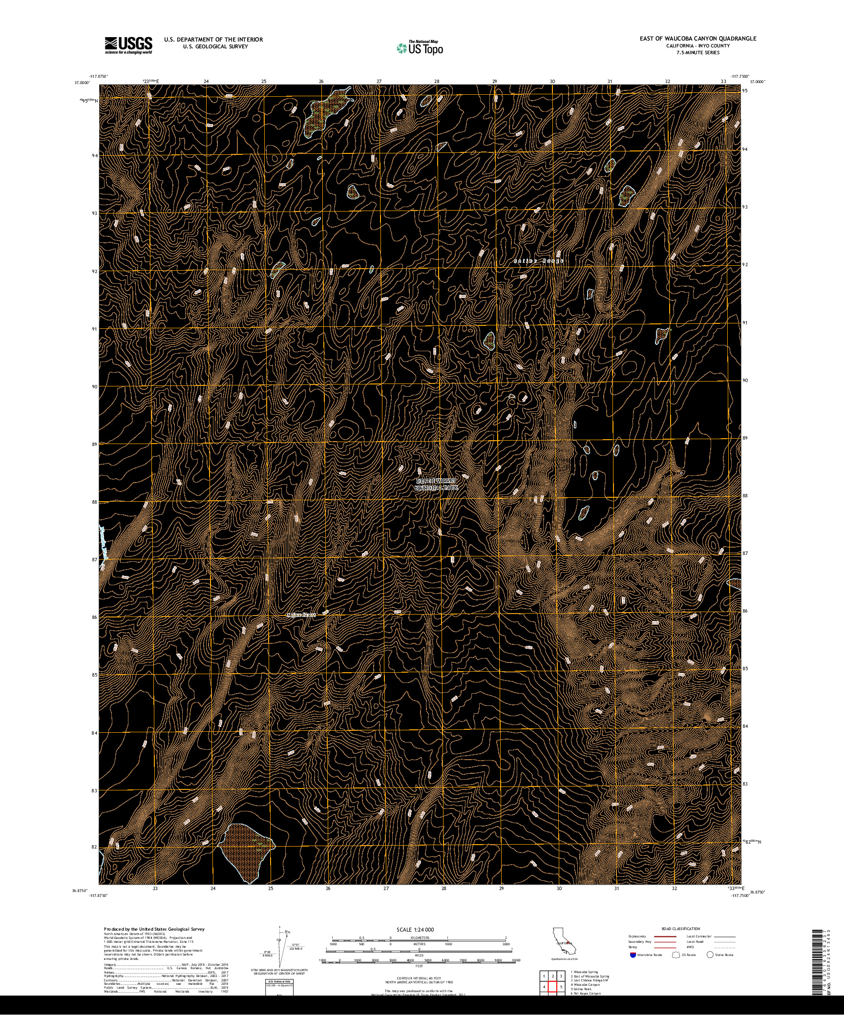 USGS US TOPO 7.5-MINUTE MAP FOR EAST OF WAUCOBA CANYON, CA 2018