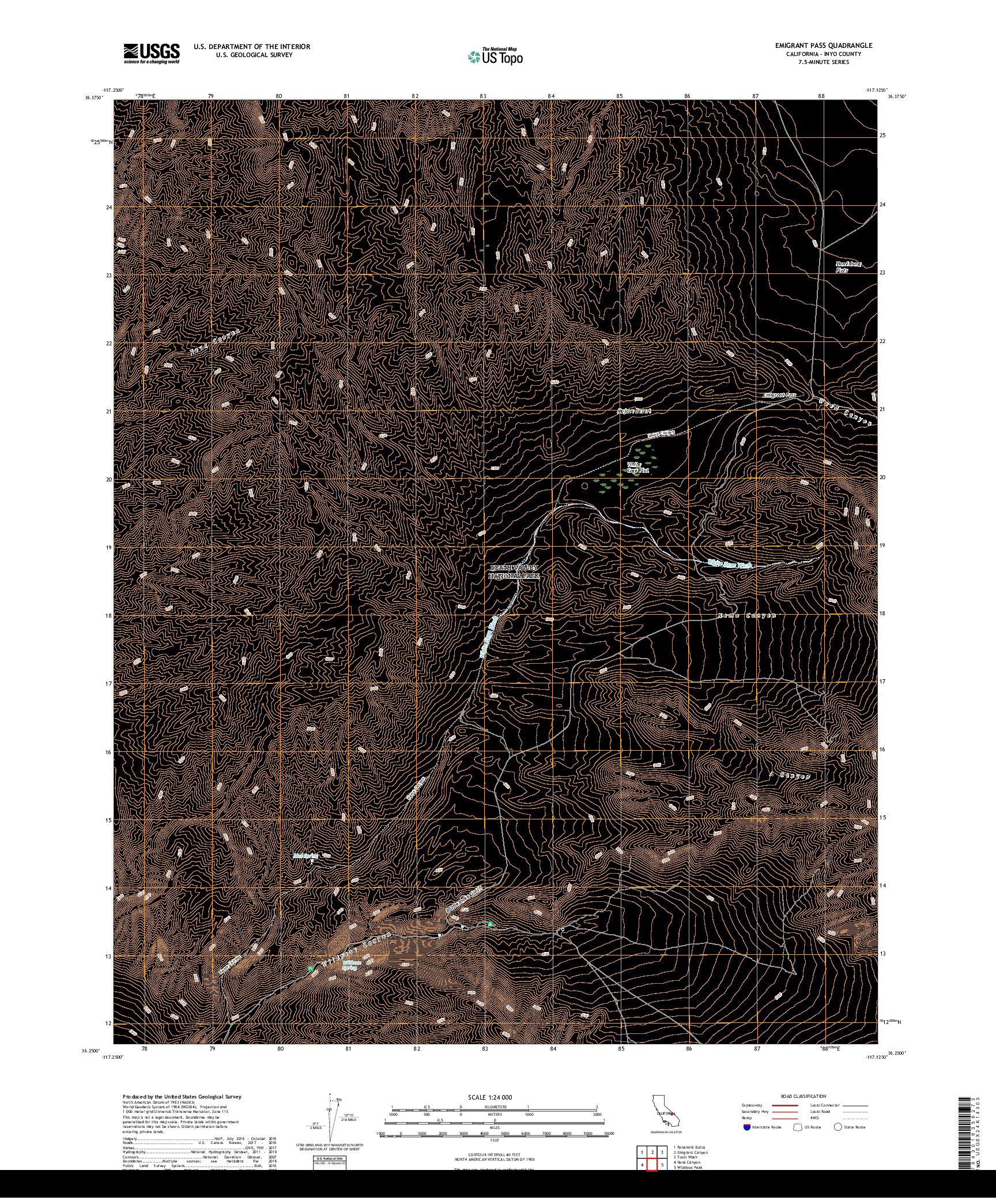 USGS US TOPO 7.5-MINUTE MAP FOR EMIGRANT PASS, CA 2018