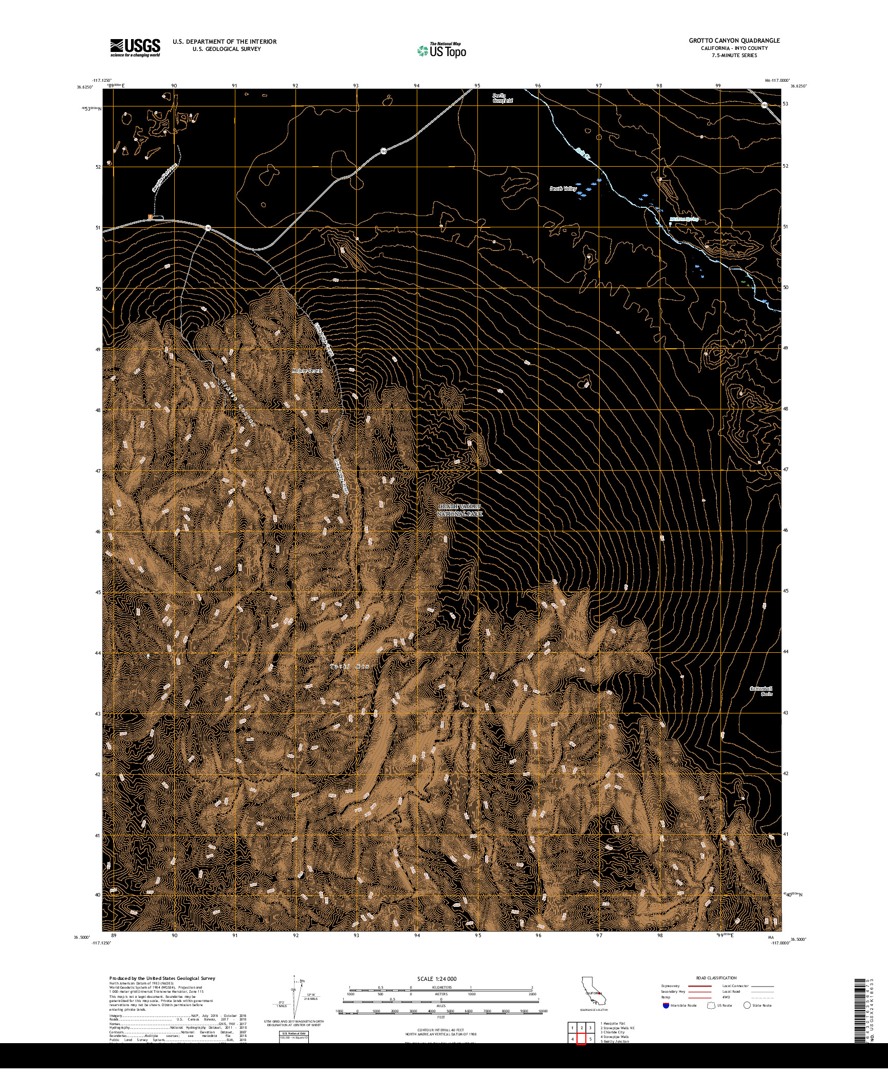 USGS US TOPO 7.5-MINUTE MAP FOR GROTTO CANYON, CA 2018