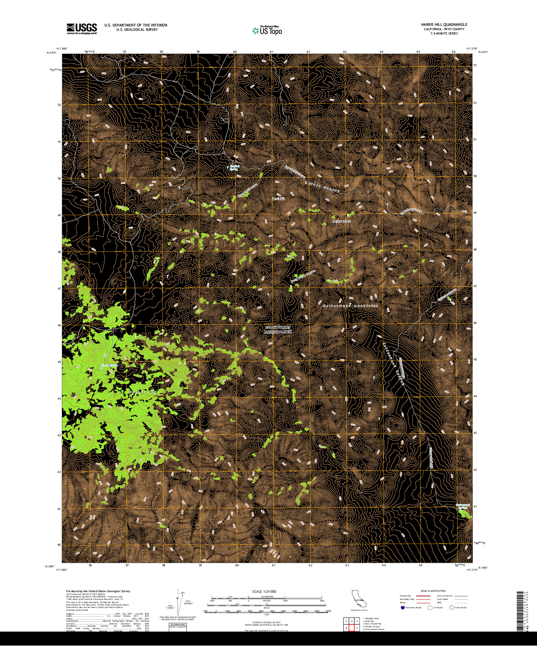 USGS US TOPO 7.5-MINUTE MAP FOR HARRIS HILL, CA 2018