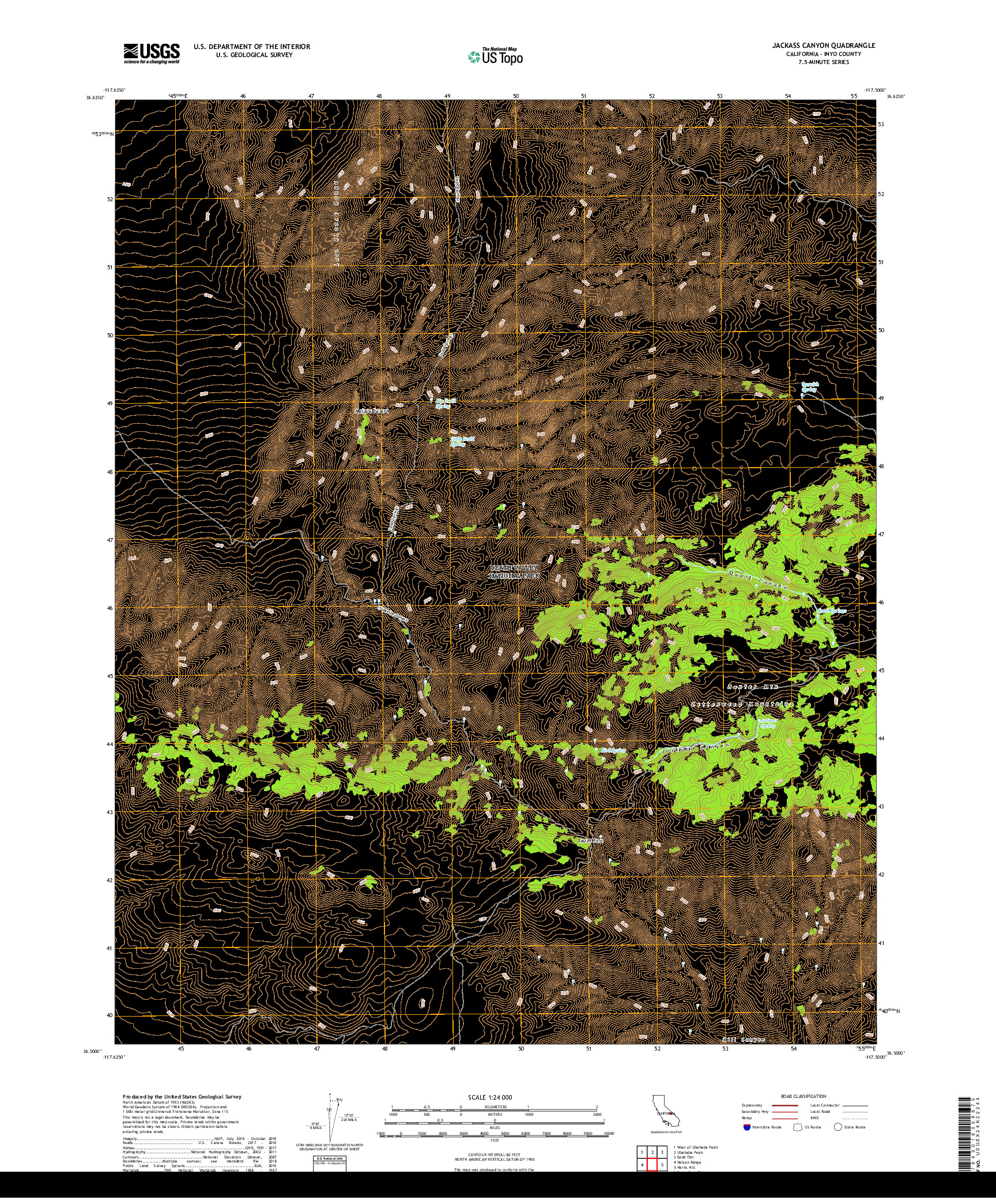 USGS US TOPO 7.5-MINUTE MAP FOR JACKASS CANYON, CA 2018