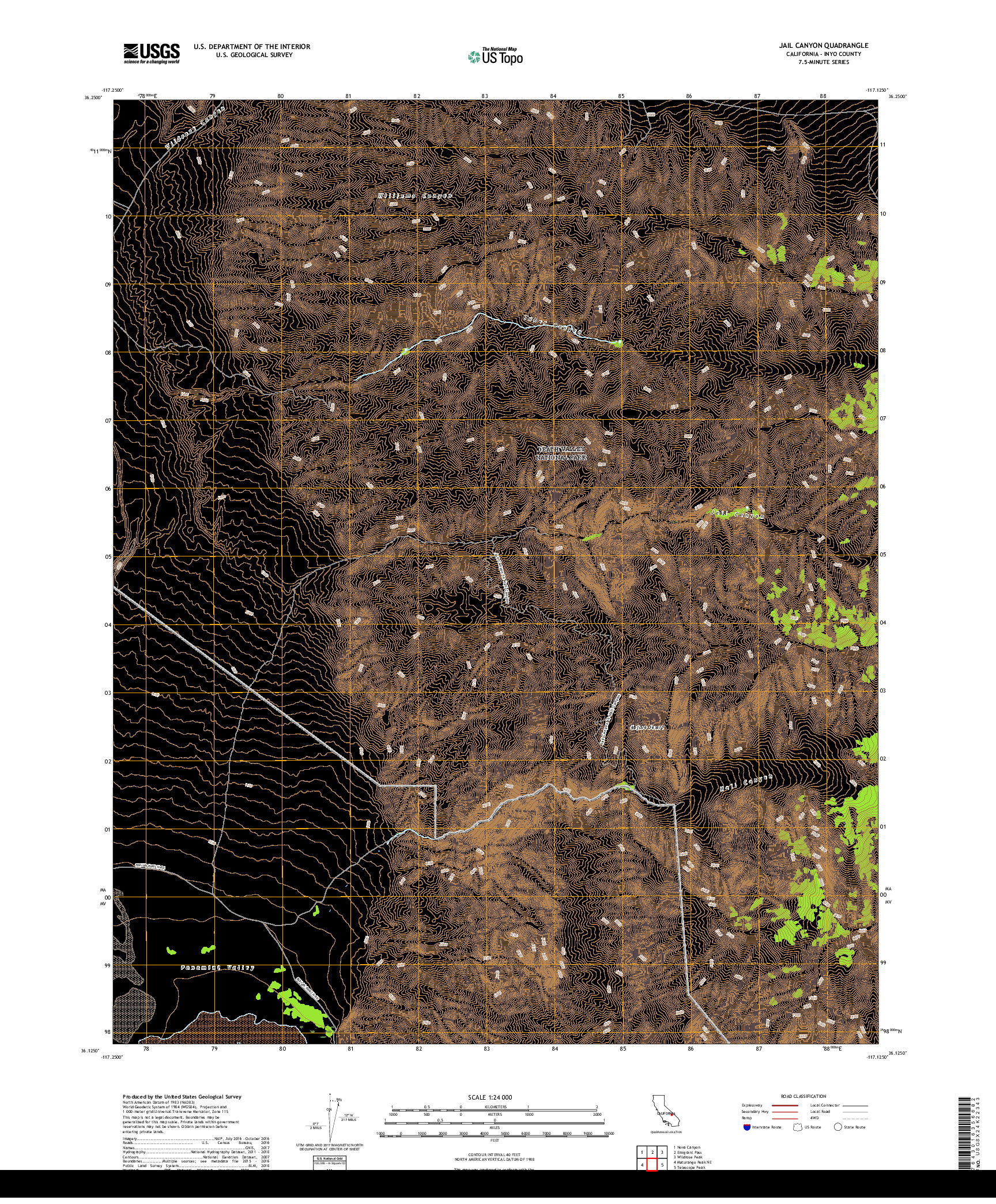 USGS US TOPO 7.5-MINUTE MAP FOR JAIL CANYON, CA 2018