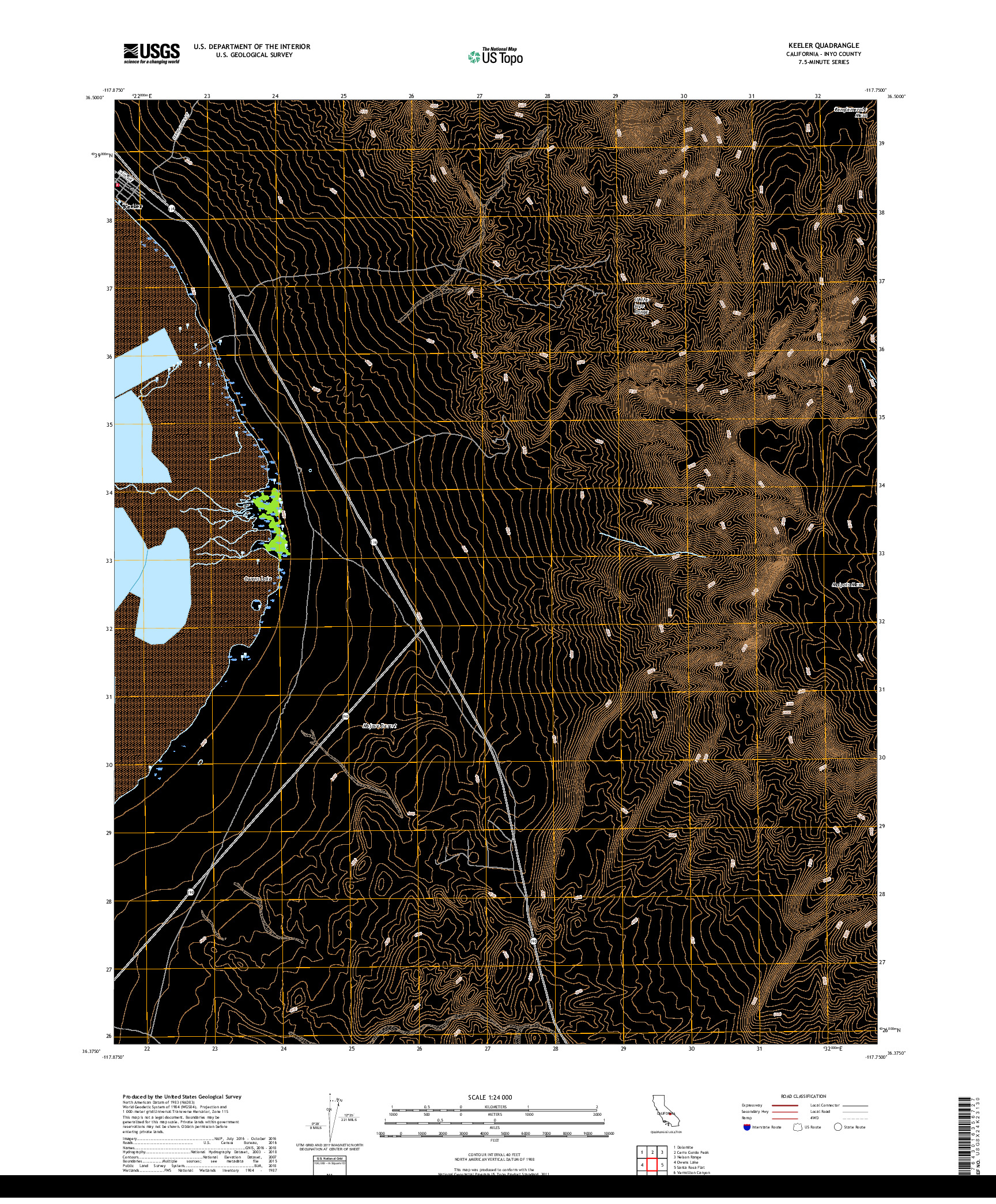 USGS US TOPO 7.5-MINUTE MAP FOR KEELER, CA 2018