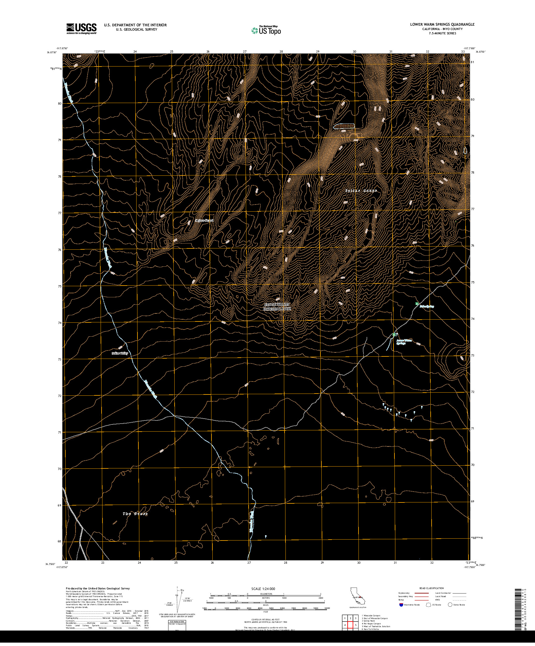 USGS US TOPO 7.5-MINUTE MAP FOR LOWER WARM SPRINGS, CA 2018