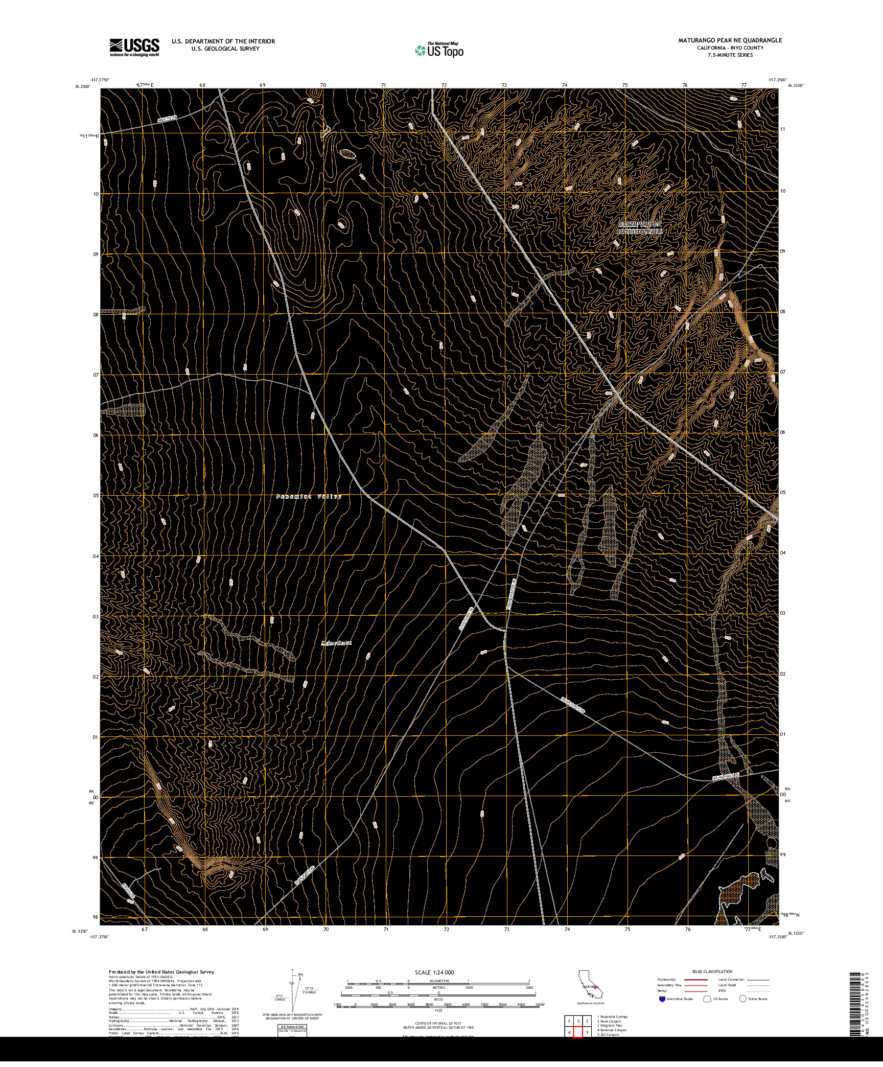 USGS US TOPO 7.5-MINUTE MAP FOR MATURANGO PEAK NE, CA 2018