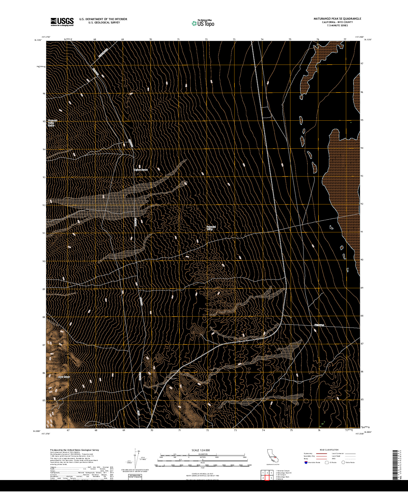 USGS US TOPO 7.5-MINUTE MAP FOR MATURANGO PEAK SE, CA 2018