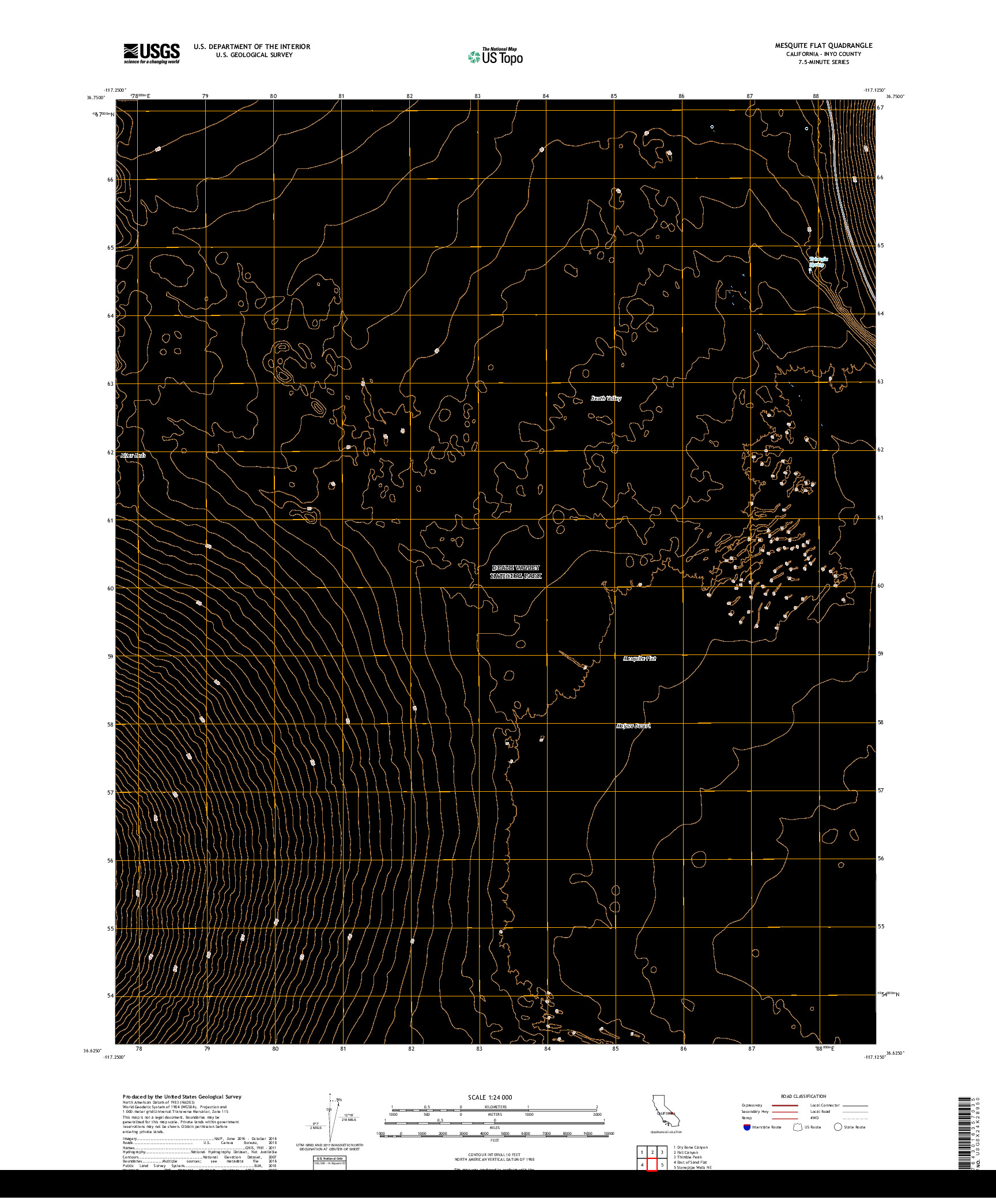 USGS US TOPO 7.5-MINUTE MAP FOR MESQUITE FLAT, CA 2018