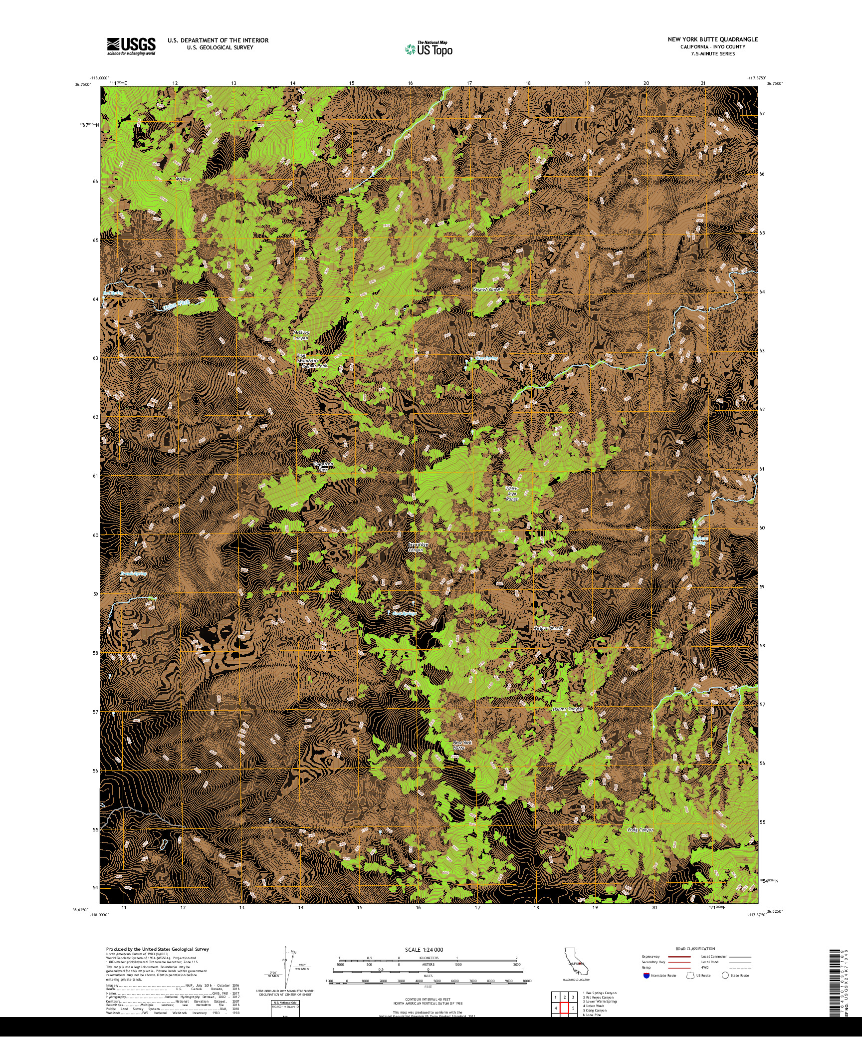 USGS US TOPO 7.5-MINUTE MAP FOR NEW YORK BUTTE, CA 2018
