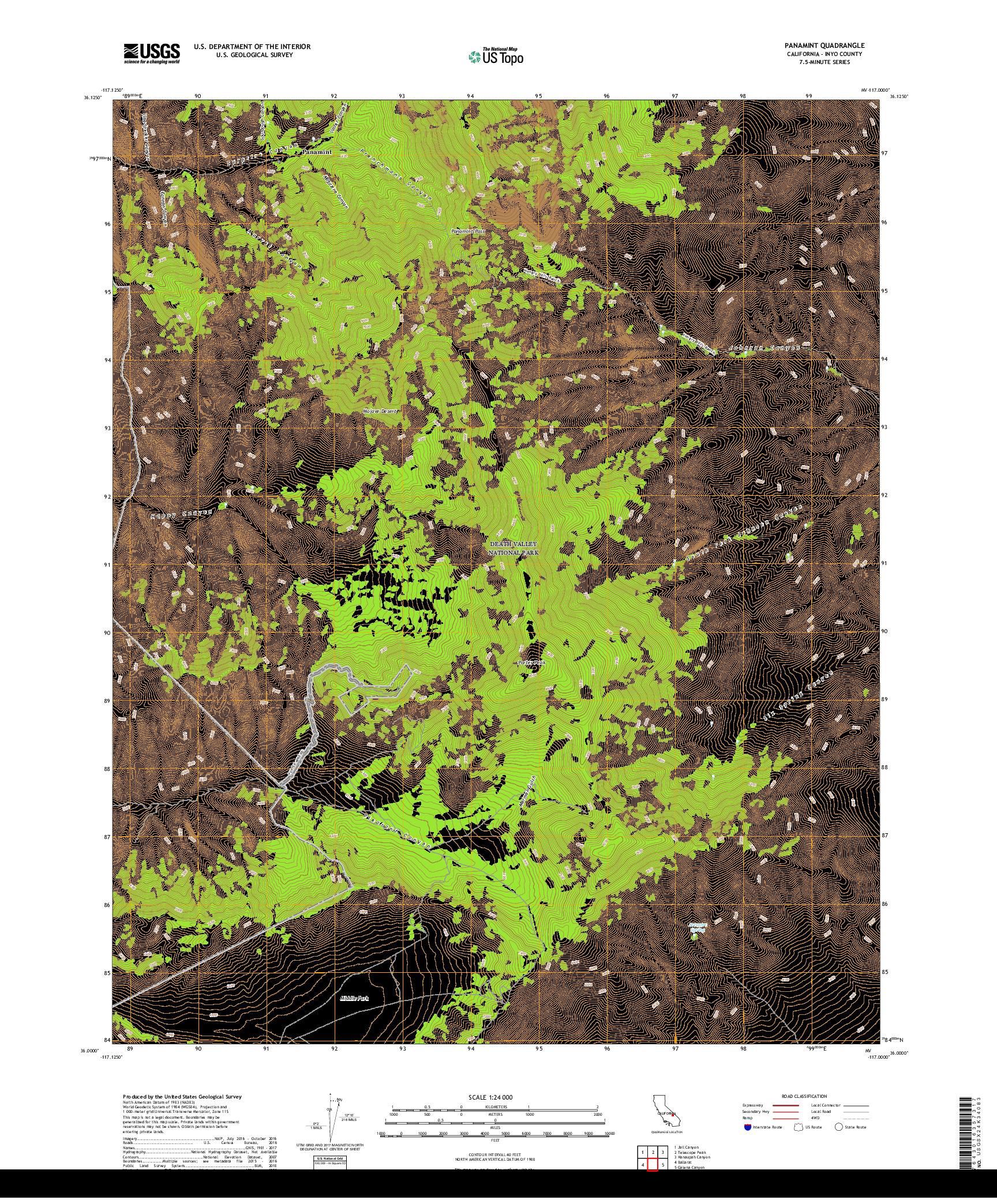 USGS US TOPO 7.5-MINUTE MAP FOR PANAMINT, CA 2018