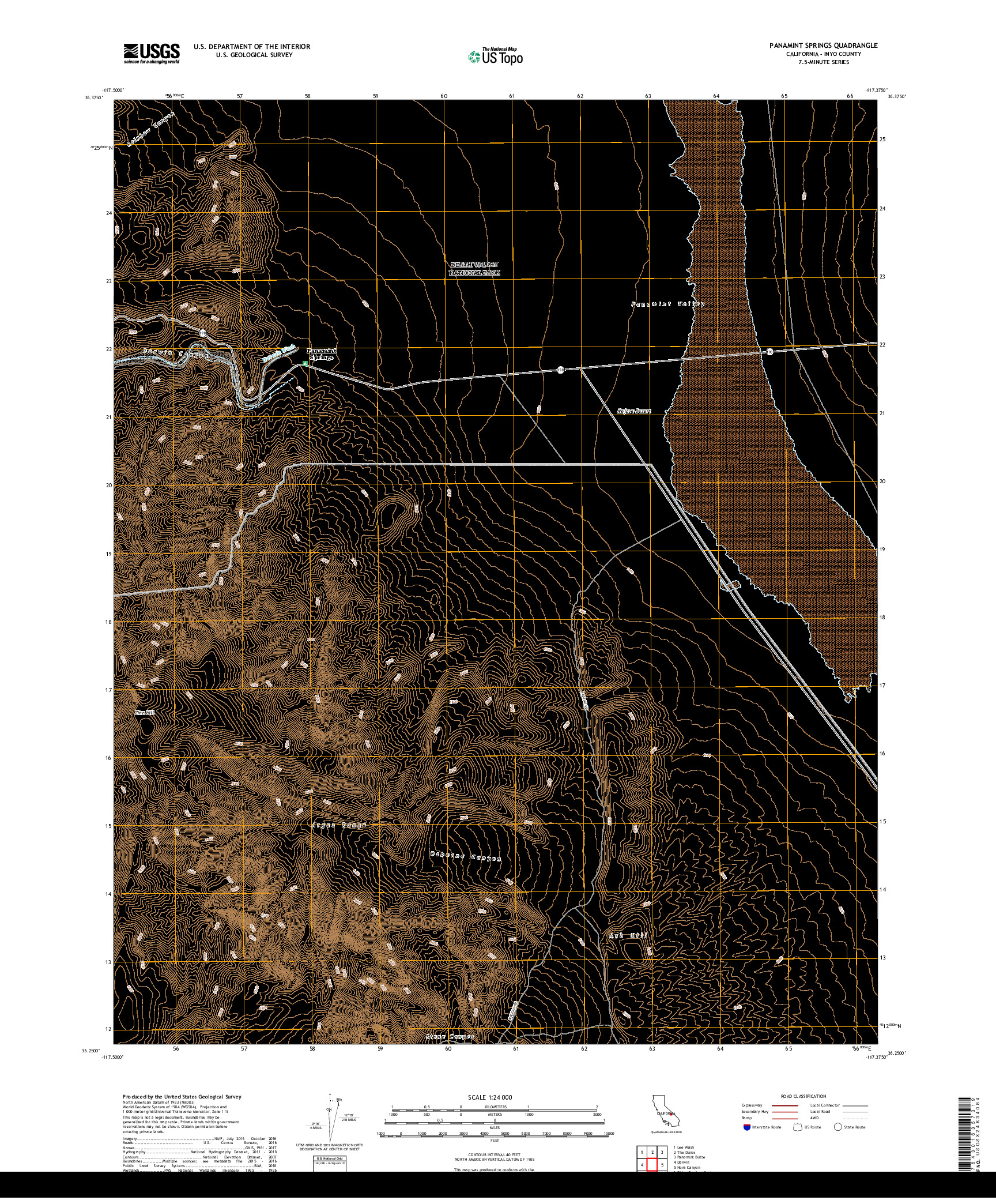 USGS US TOPO 7.5-MINUTE MAP FOR PANAMINT SPRINGS, CA 2018