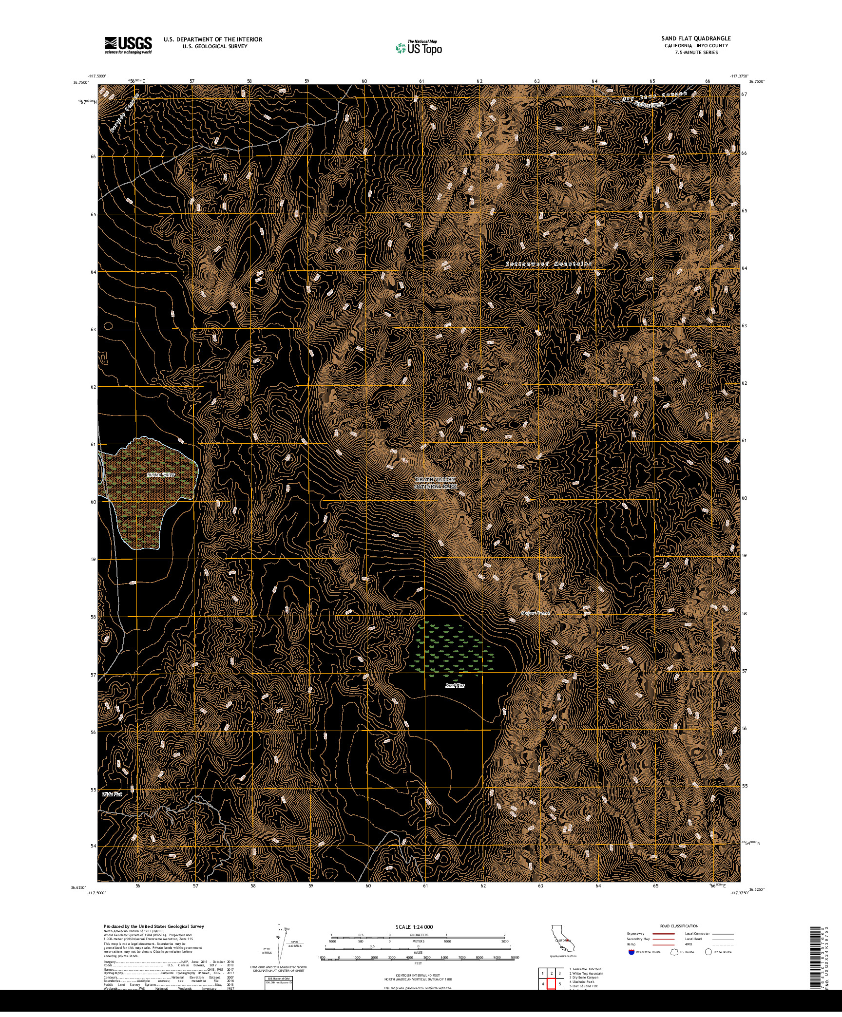 USGS US TOPO 7.5-MINUTE MAP FOR SAND FLAT, CA 2018