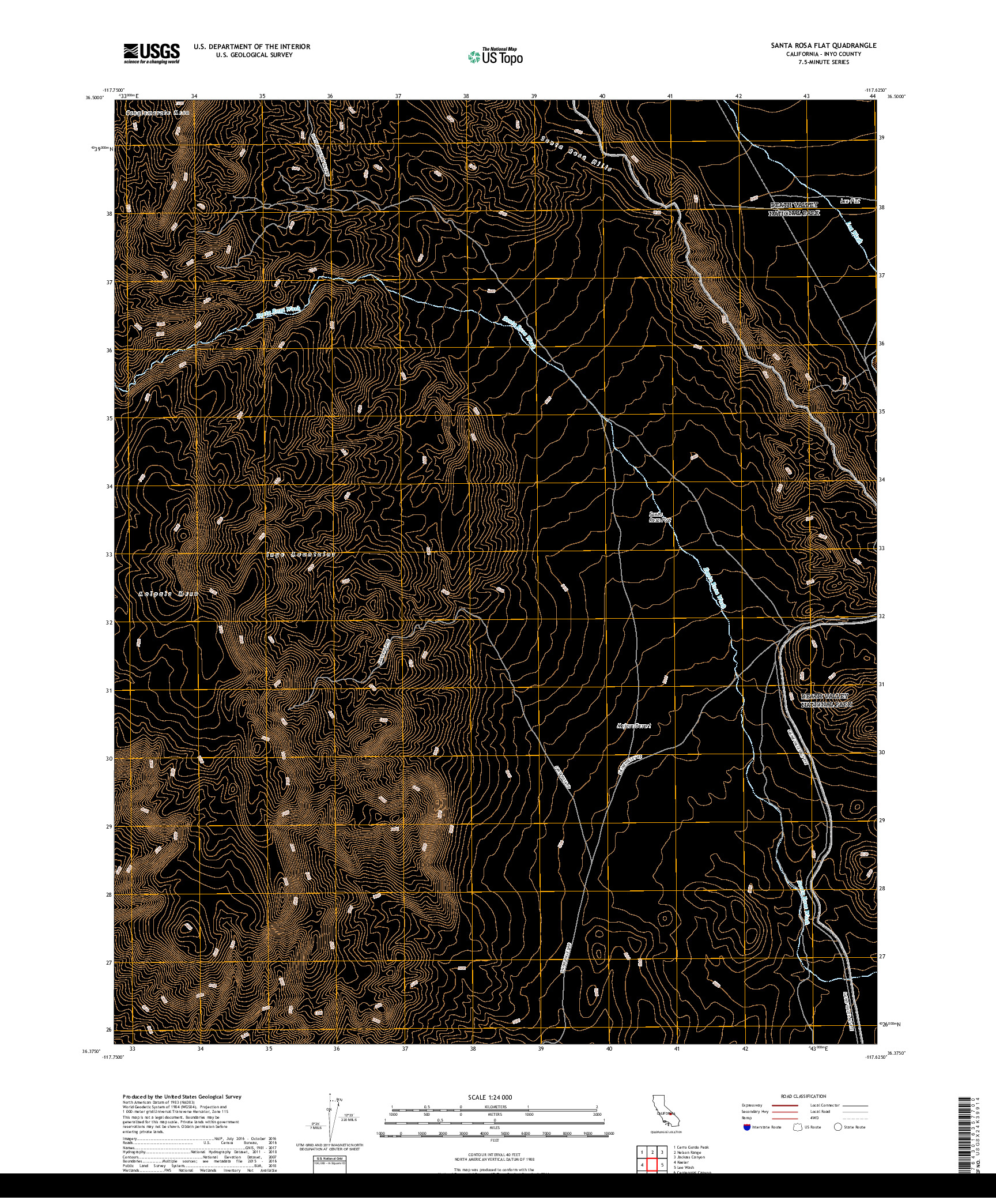 USGS US TOPO 7.5-MINUTE MAP FOR SANTA ROSA FLAT, CA 2018