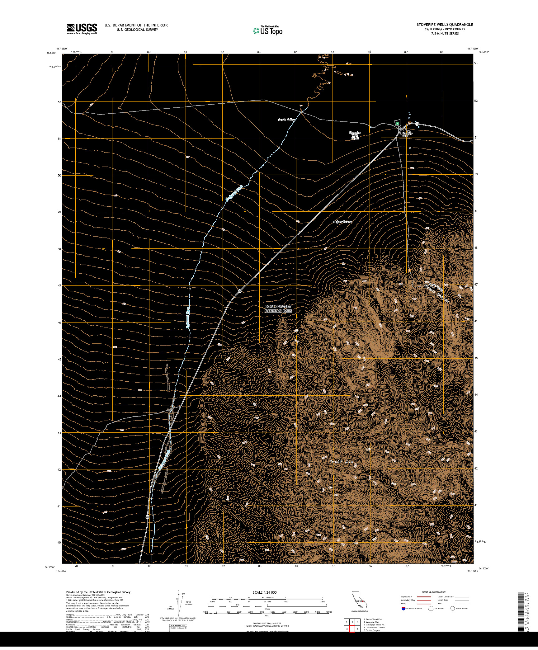 USGS US TOPO 7.5-MINUTE MAP FOR STOVEPIPE WELLS, CA 2018