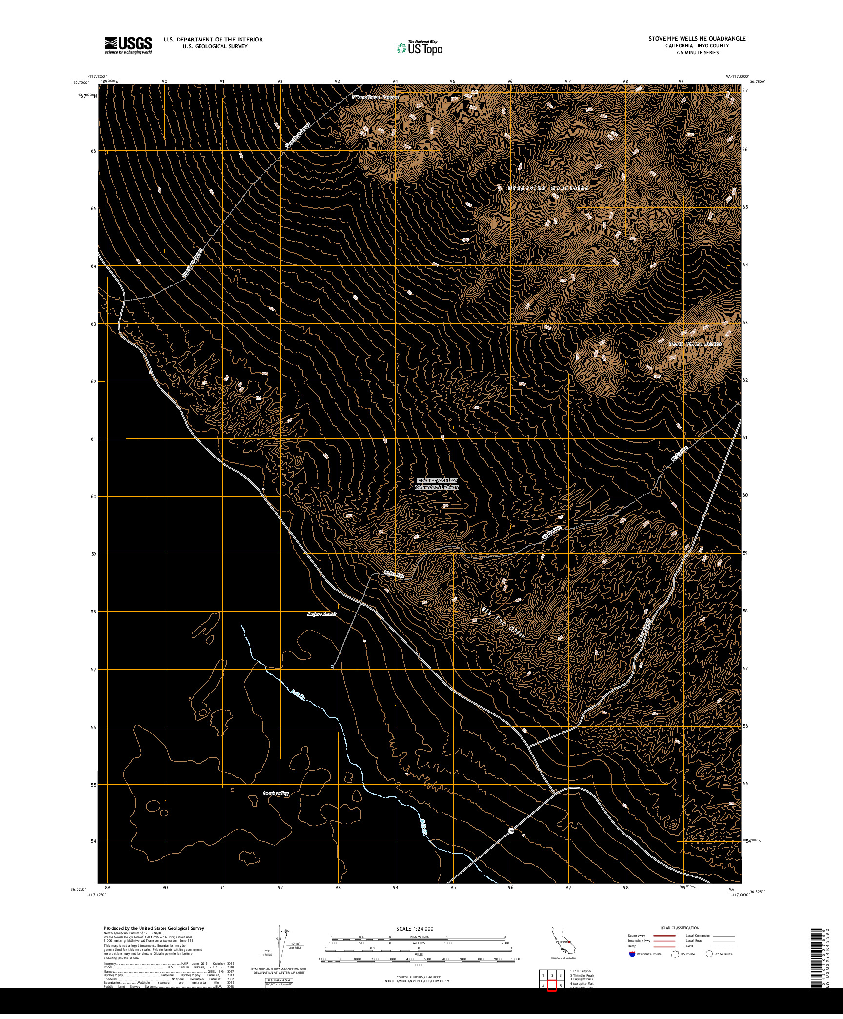 USGS US TOPO 7.5-MINUTE MAP FOR STOVEPIPE WELLS NE, CA 2018