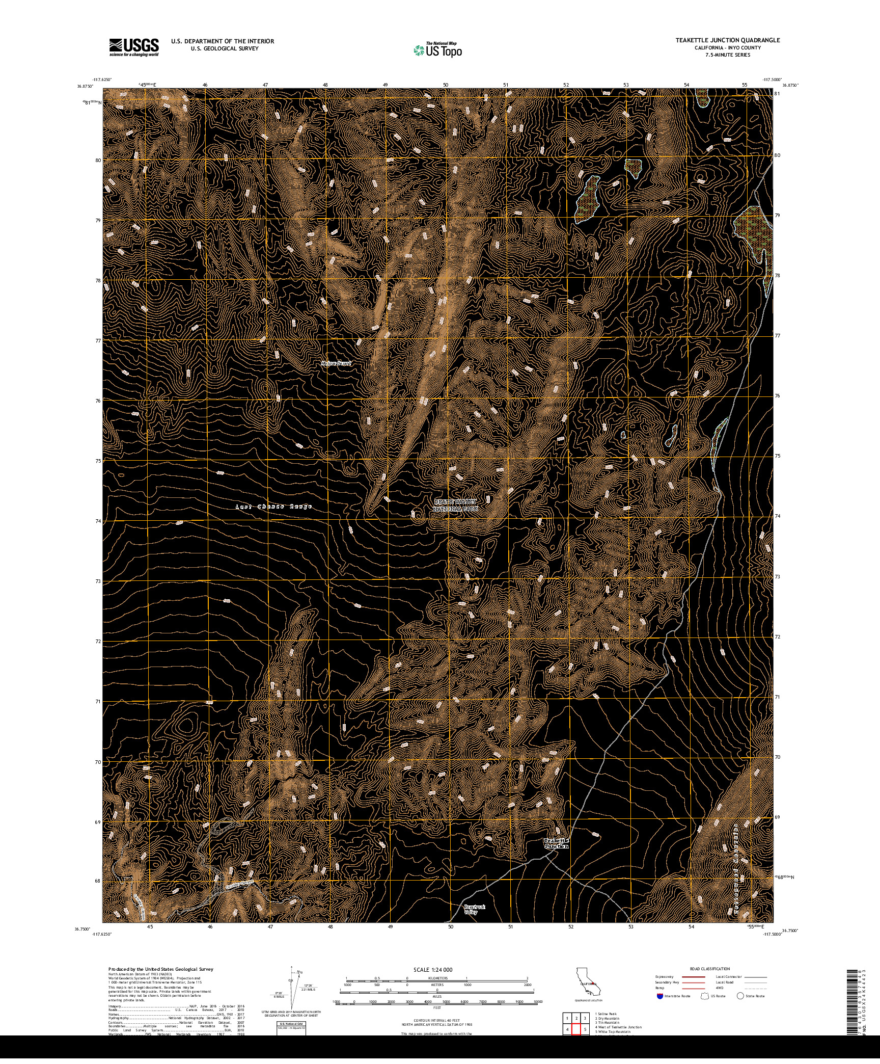 USGS US TOPO 7.5-MINUTE MAP FOR TEAKETTLE JUNCTION, CA 2018