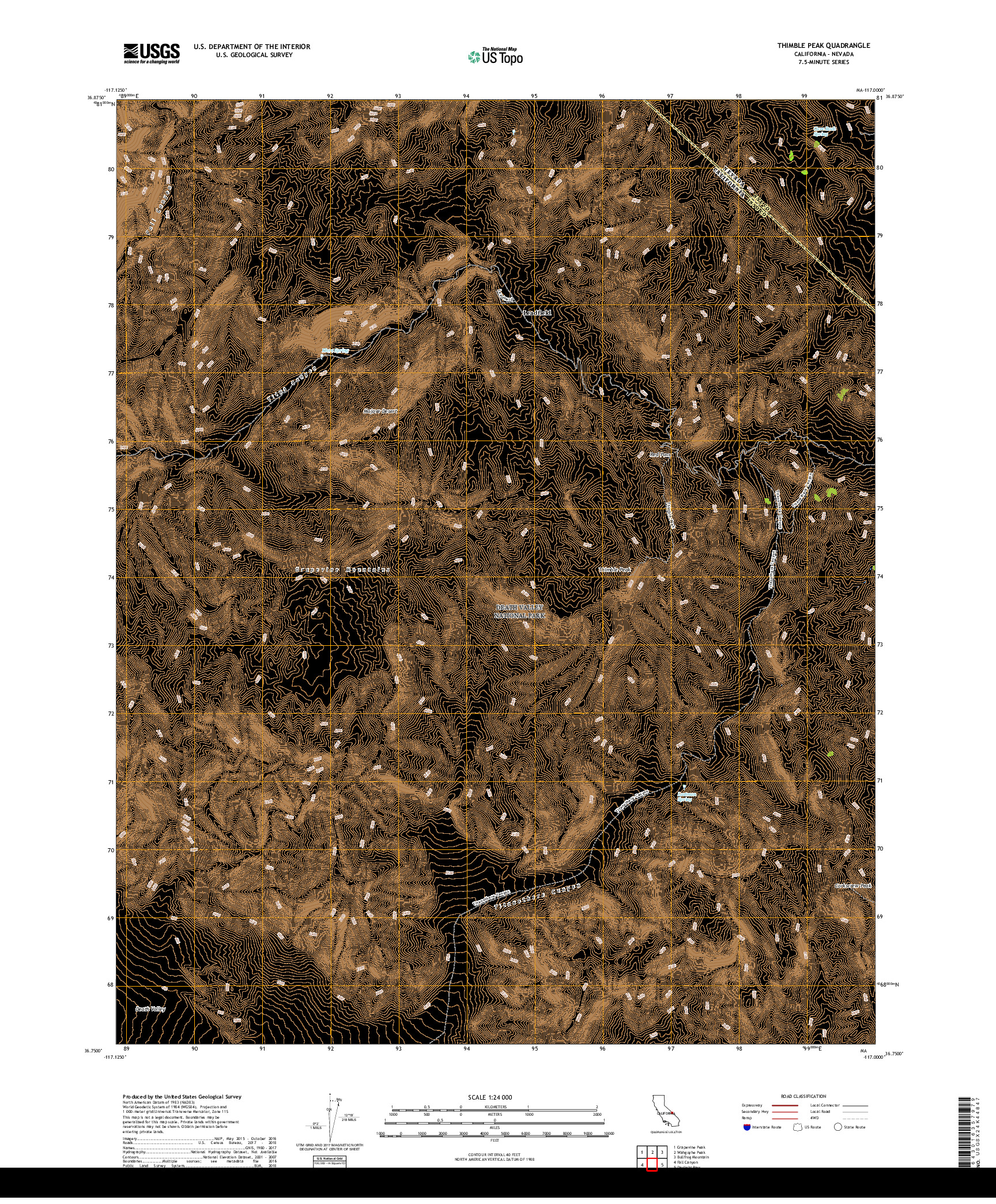 USGS US TOPO 7.5-MINUTE MAP FOR THIMBLE PEAK, CA,NV 2018