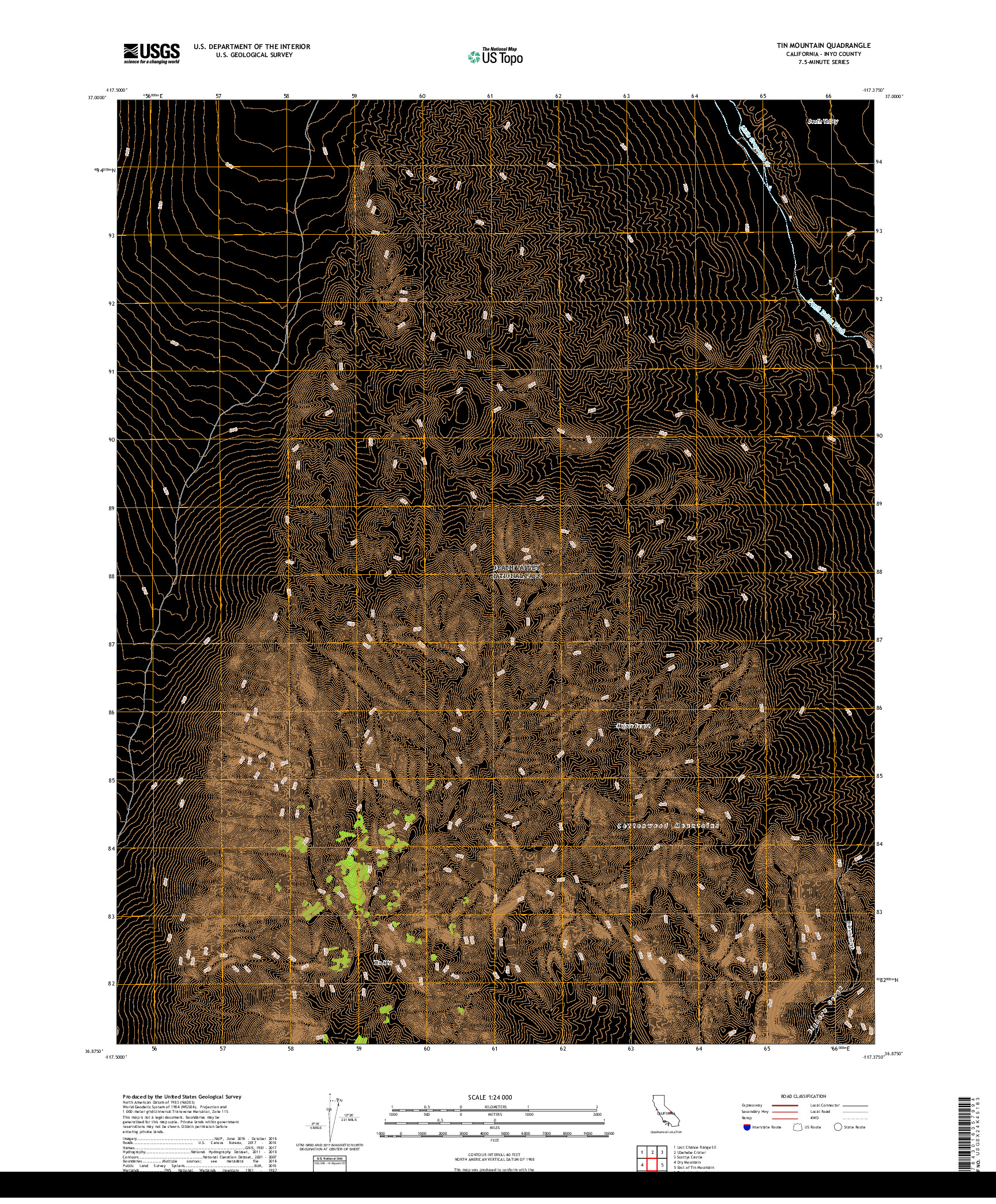 USGS US TOPO 7.5-MINUTE MAP FOR TIN MOUNTAIN, CA 2018