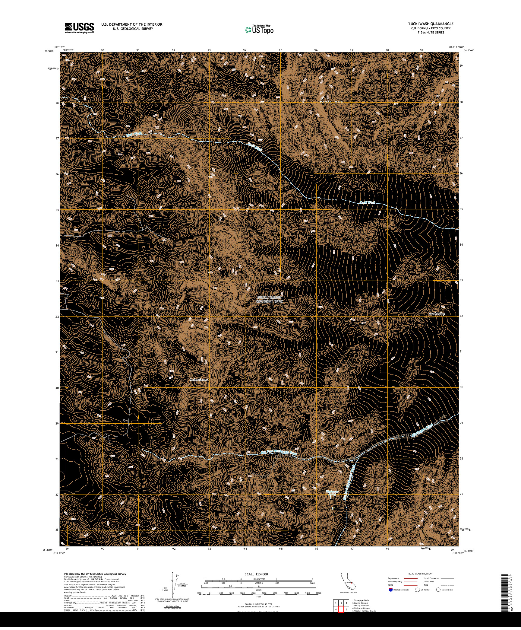 USGS US TOPO 7.5-MINUTE MAP FOR TUCKI WASH, CA 2018