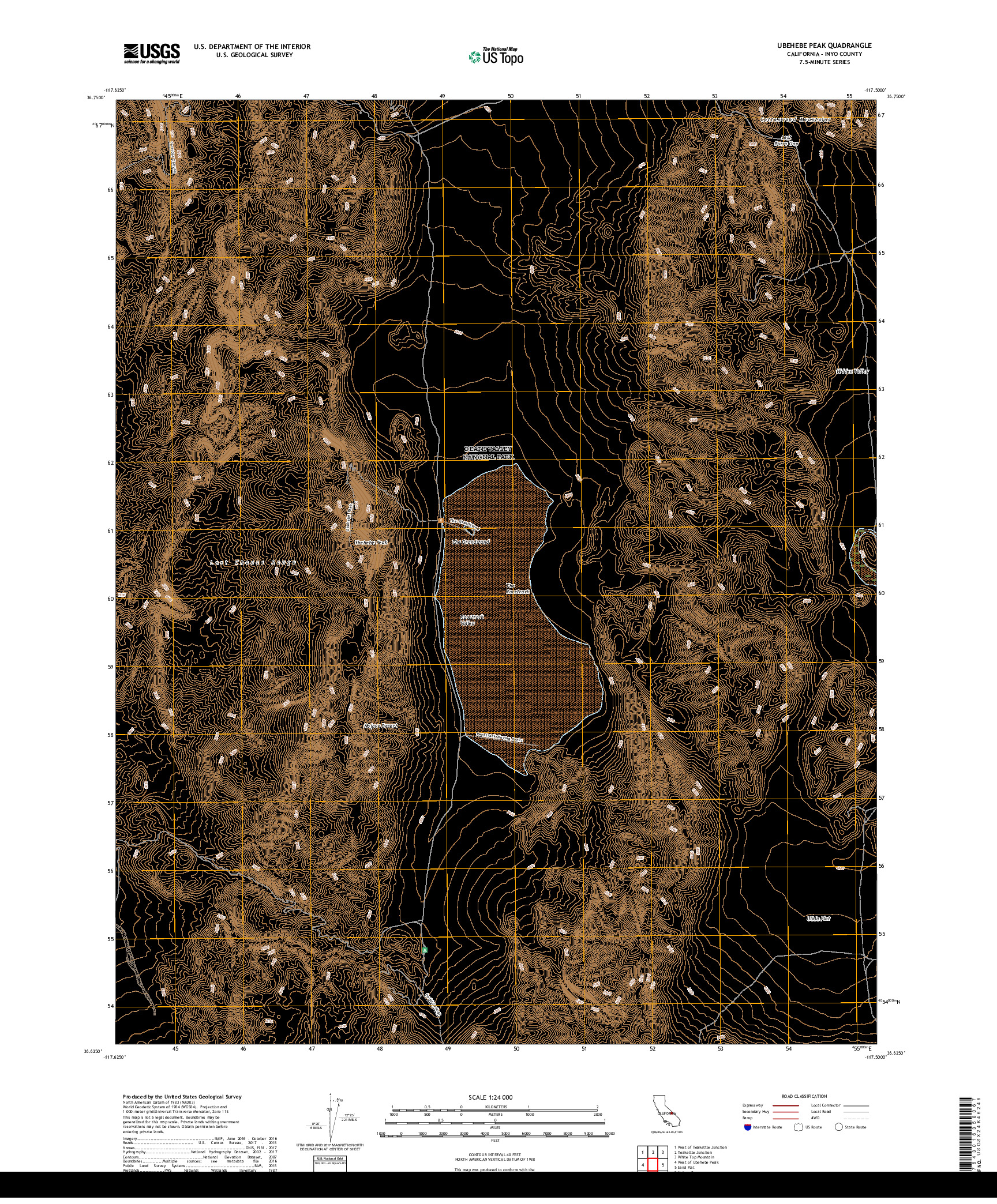 USGS US TOPO 7.5-MINUTE MAP FOR UBEHEBE PEAK, CA 2018