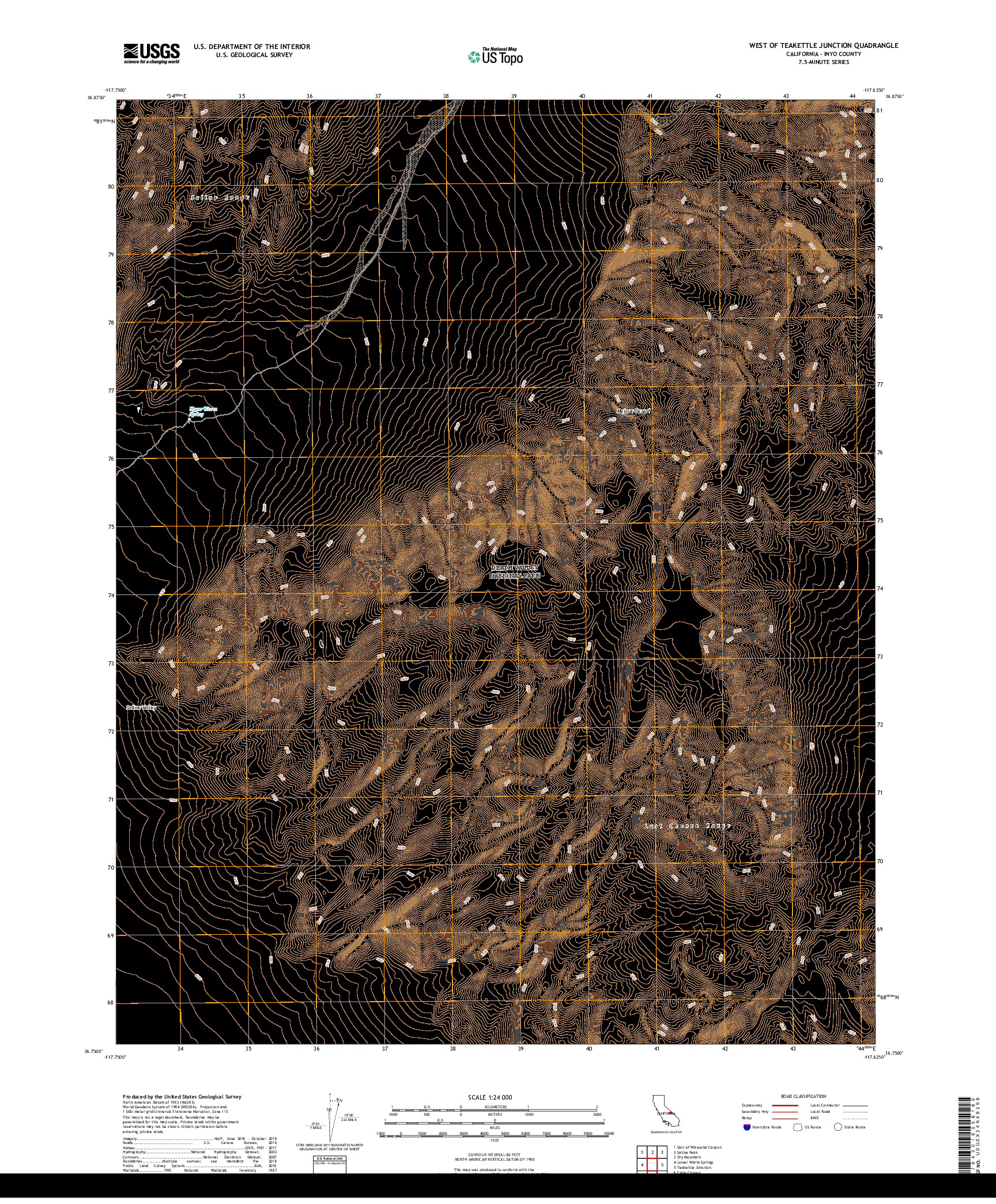 USGS US TOPO 7.5-MINUTE MAP FOR WEST OF TEAKETTLE JUNCTION, CA 2018