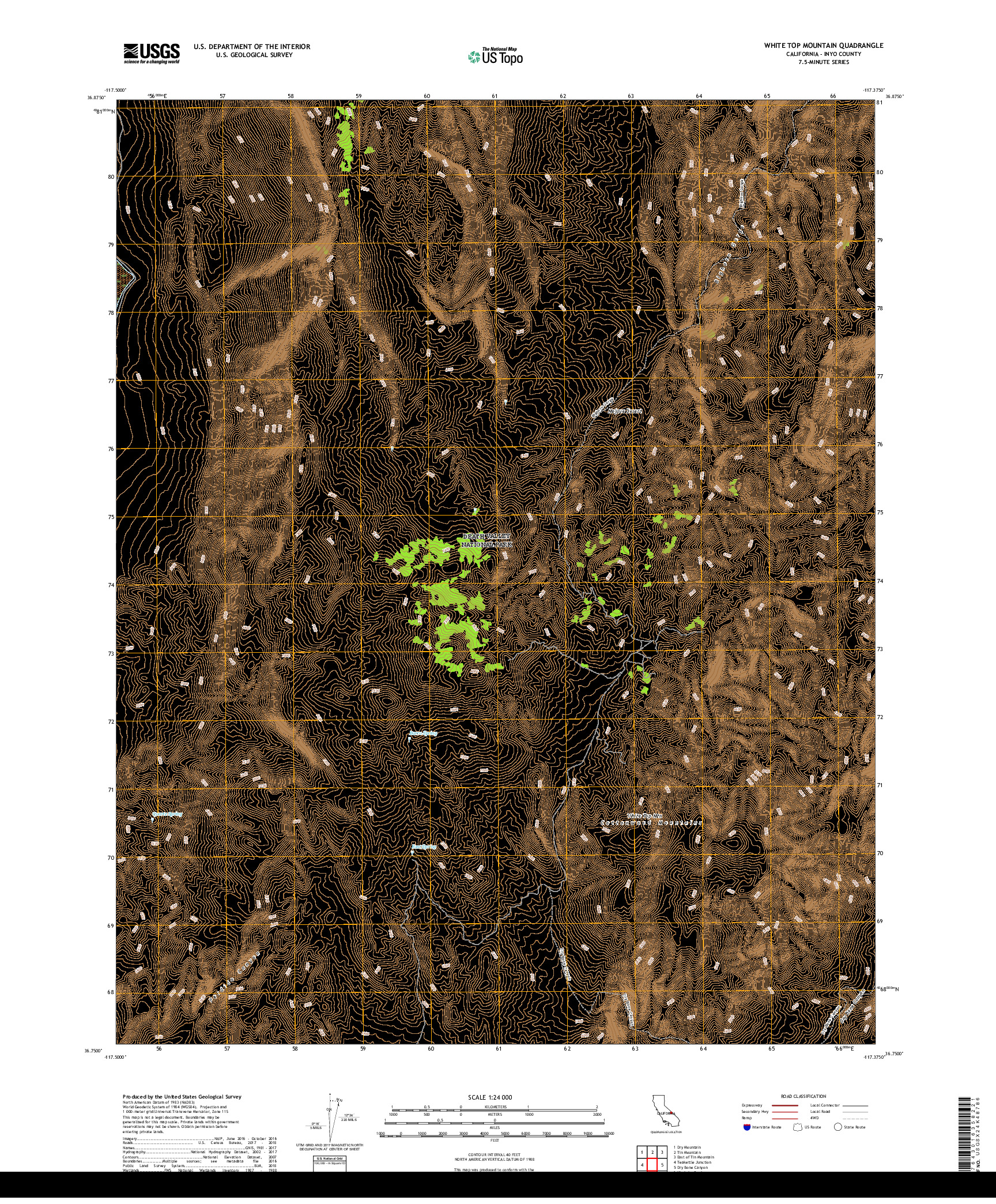 USGS US TOPO 7.5-MINUTE MAP FOR WHITE TOP MOUNTAIN, CA 2018